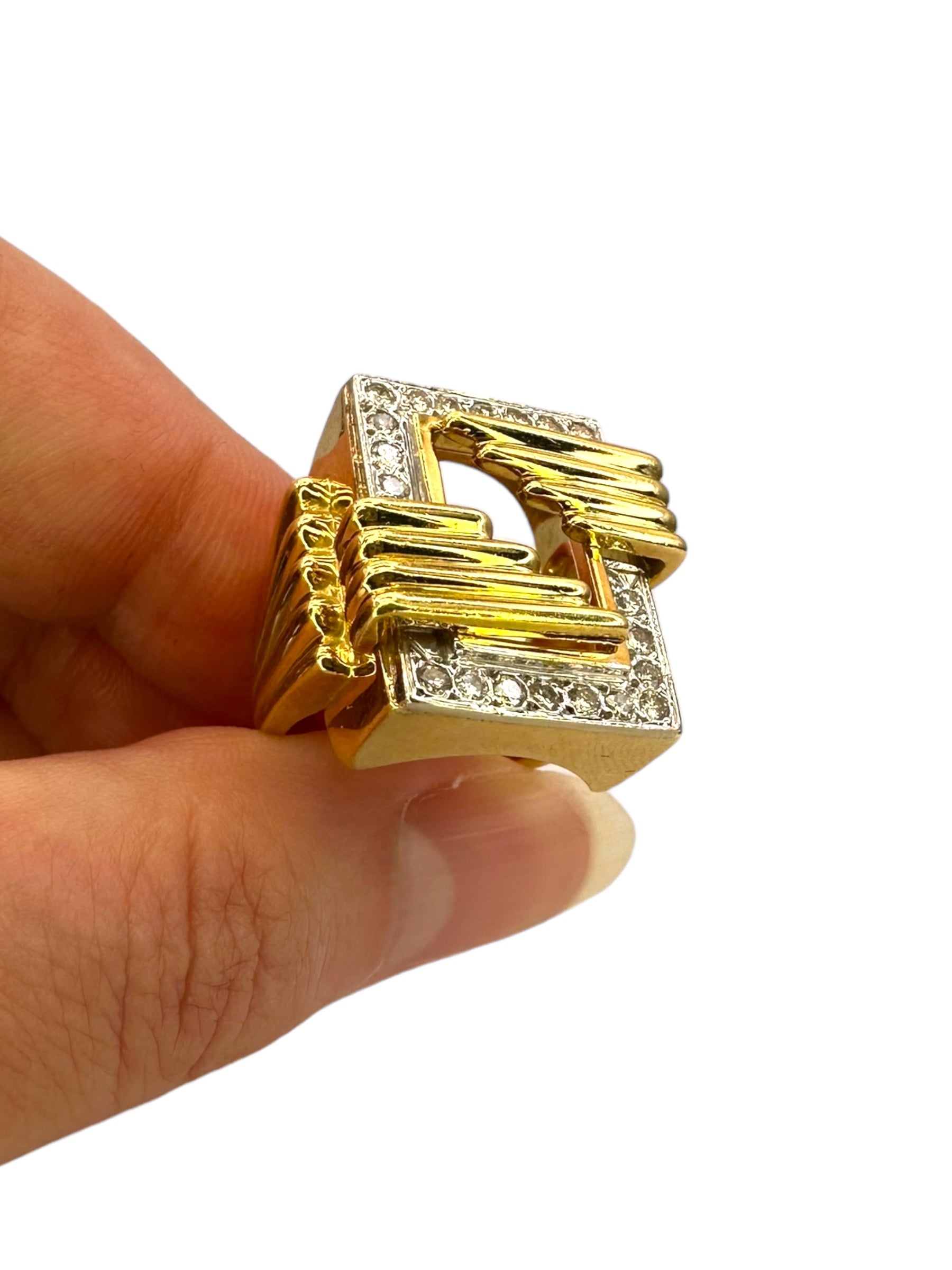 18k Geometric Diamond Ring