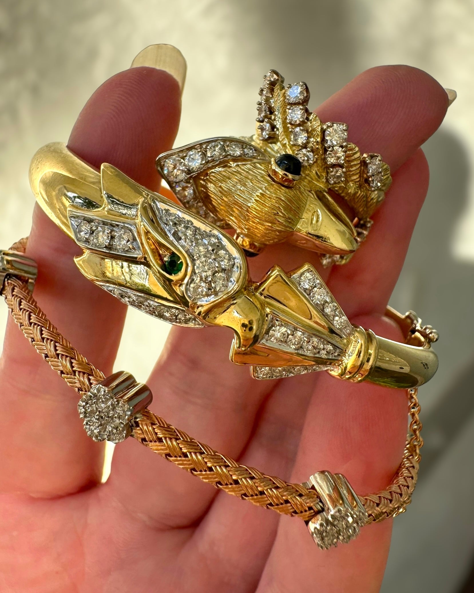 14k Diamond Phoenix Bird Ring