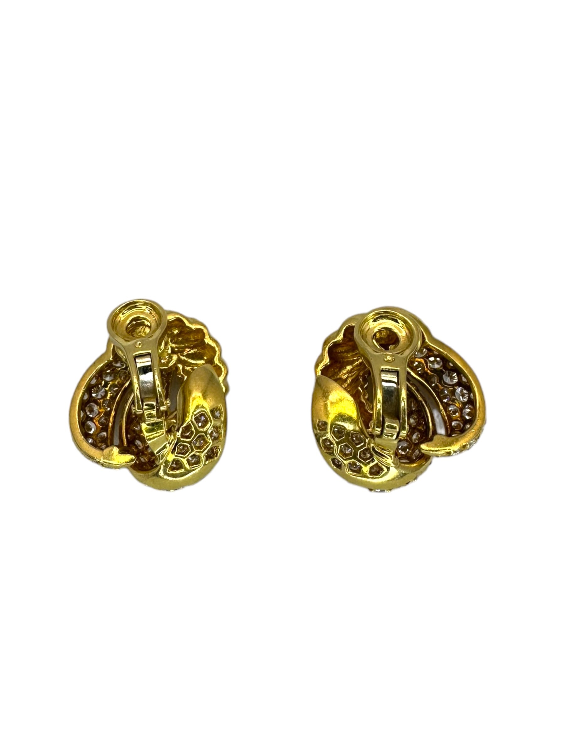 18k Diamond Classic Knot Clip Earrings