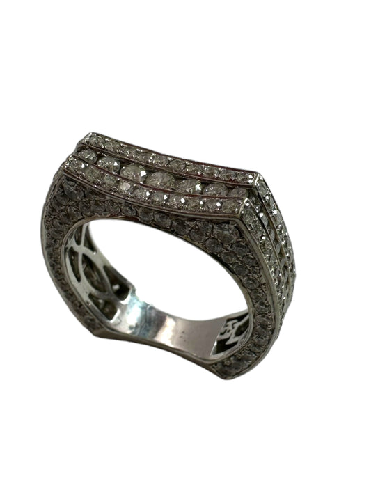 14k White Gold Geometric Diamond Ring
