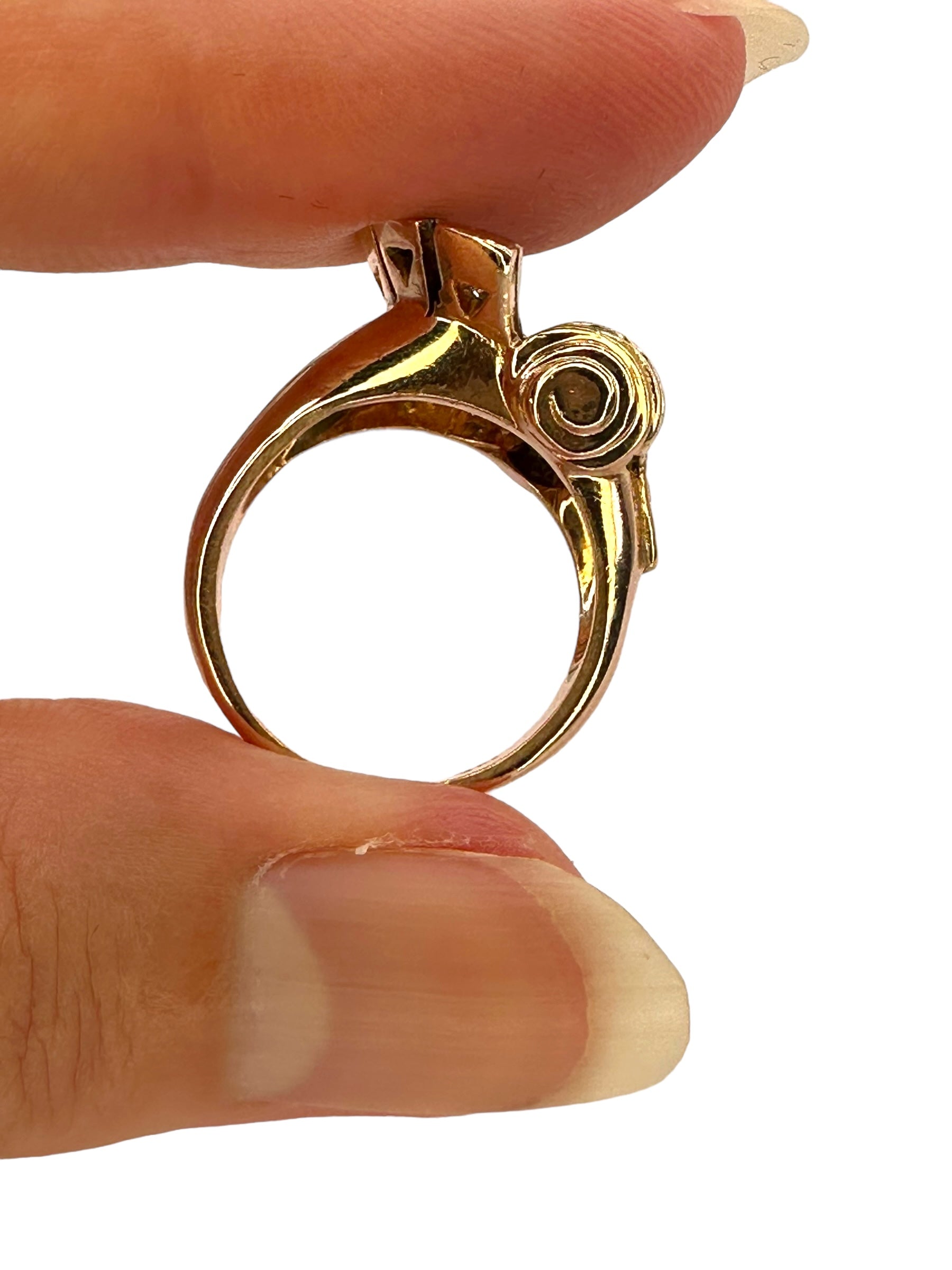 14k Retro Diamond Ruby Ring