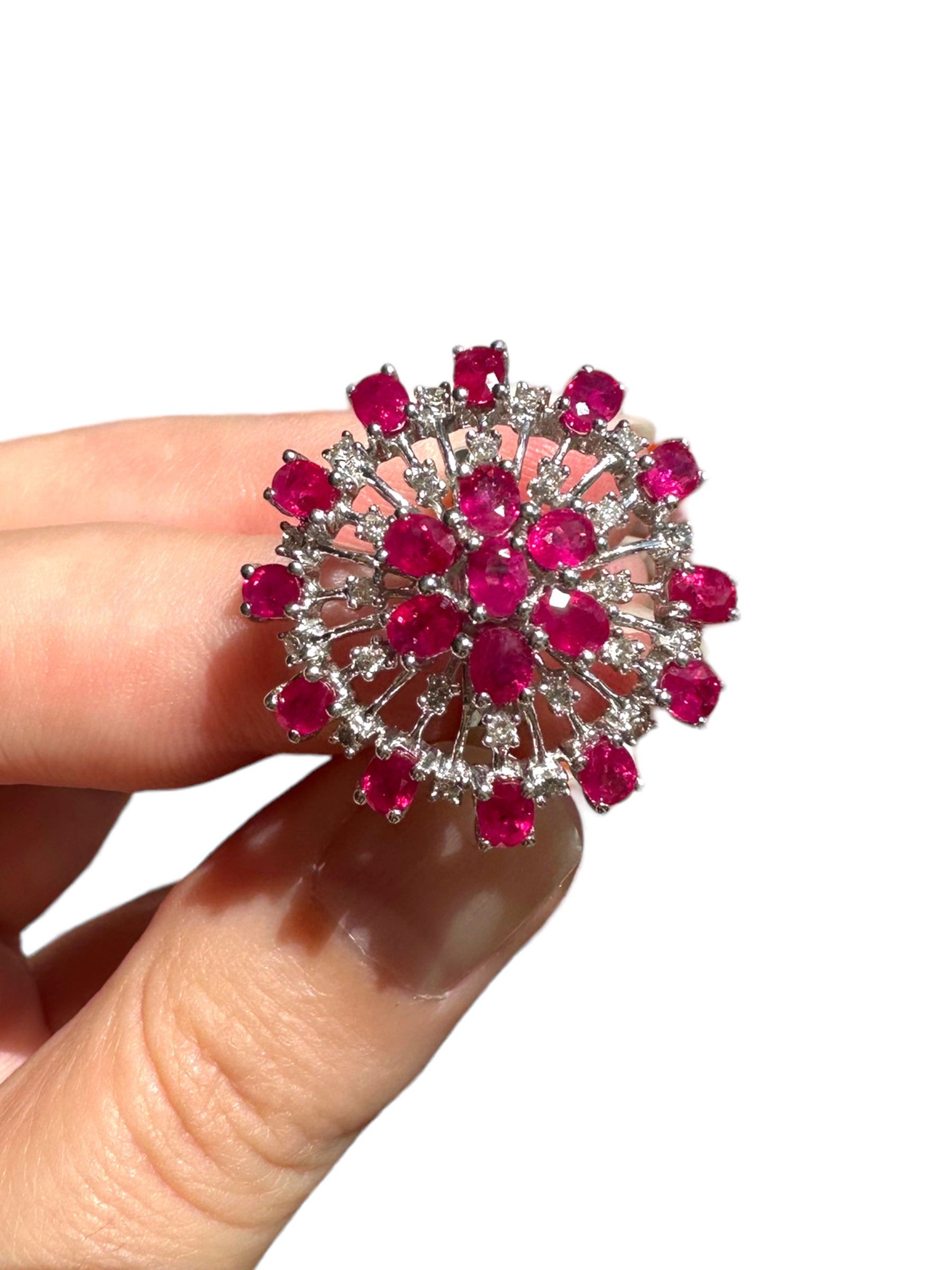 14k Ruby Diamond Burst Ring