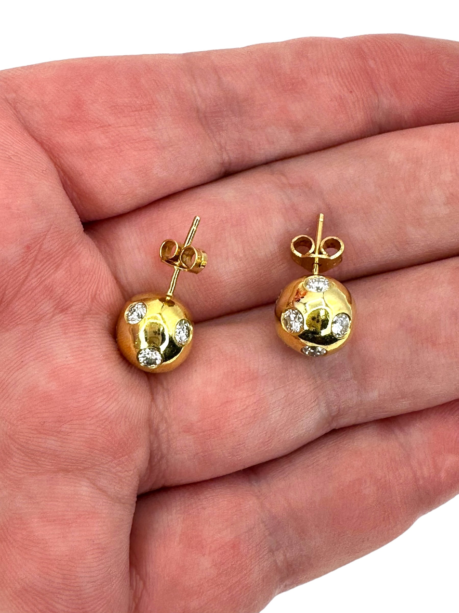 18k Diamond Ball Earrings