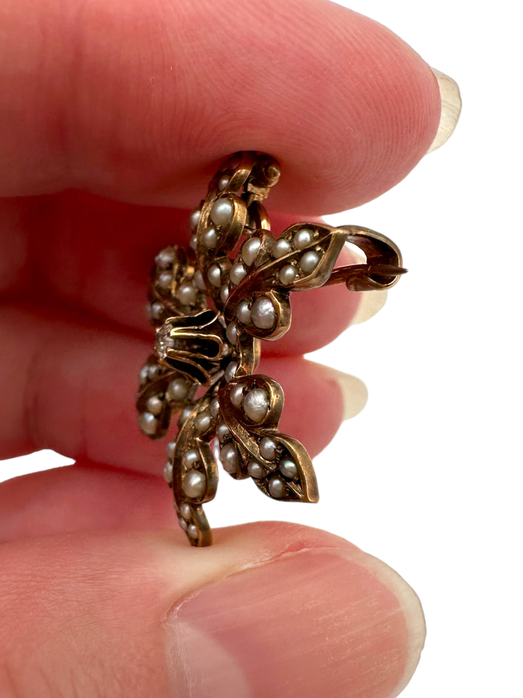 14k Victorian Pearl Diamond Pin/ Pendant