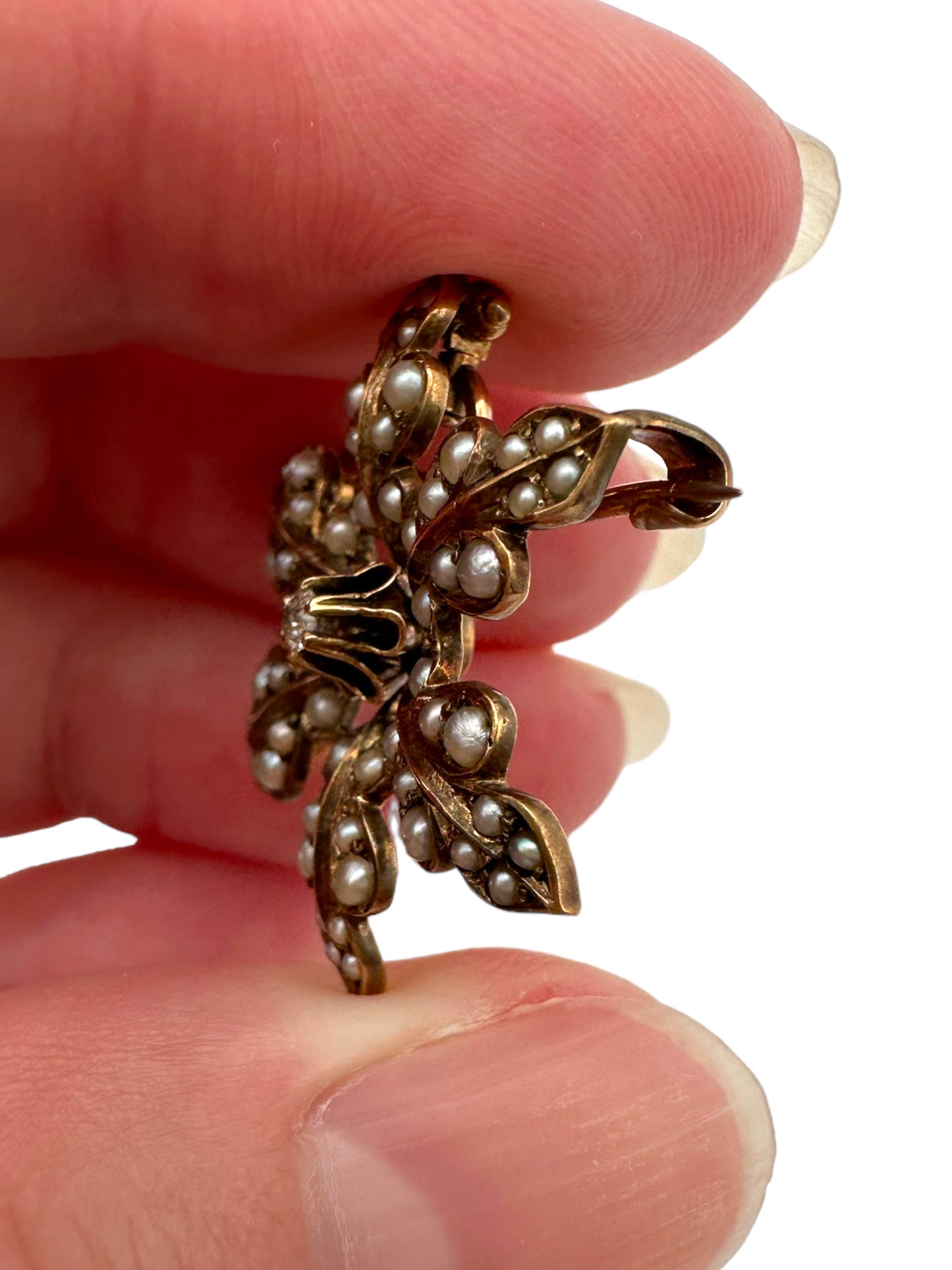 14k Victorian Pearl Diamond Pin/ Pendant