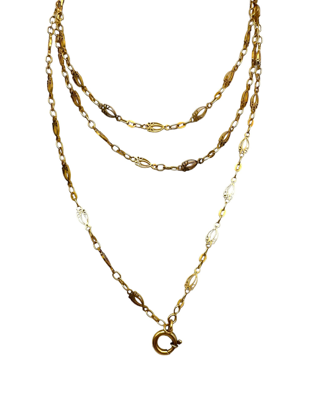 18k Victorian Long Guard Chain Necklace
