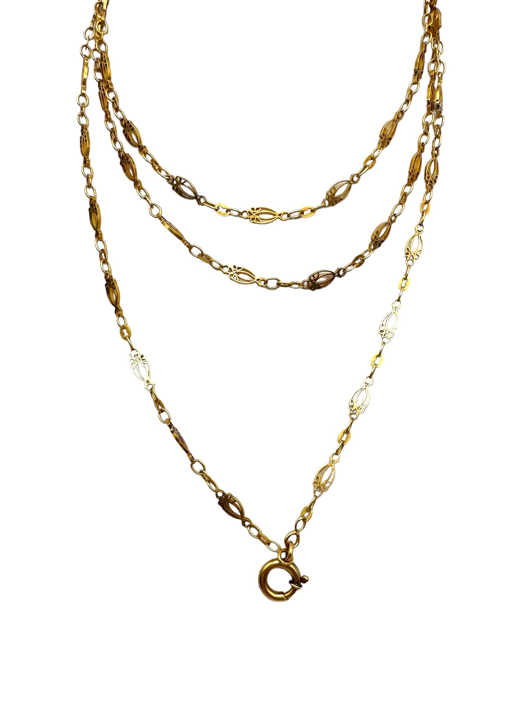 18k Victorian Long Guard Chain Necklace