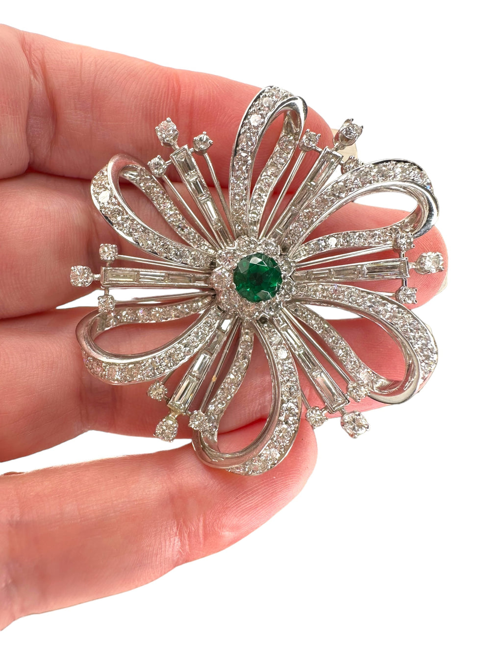 Platinum Emerald Diamond Pendant