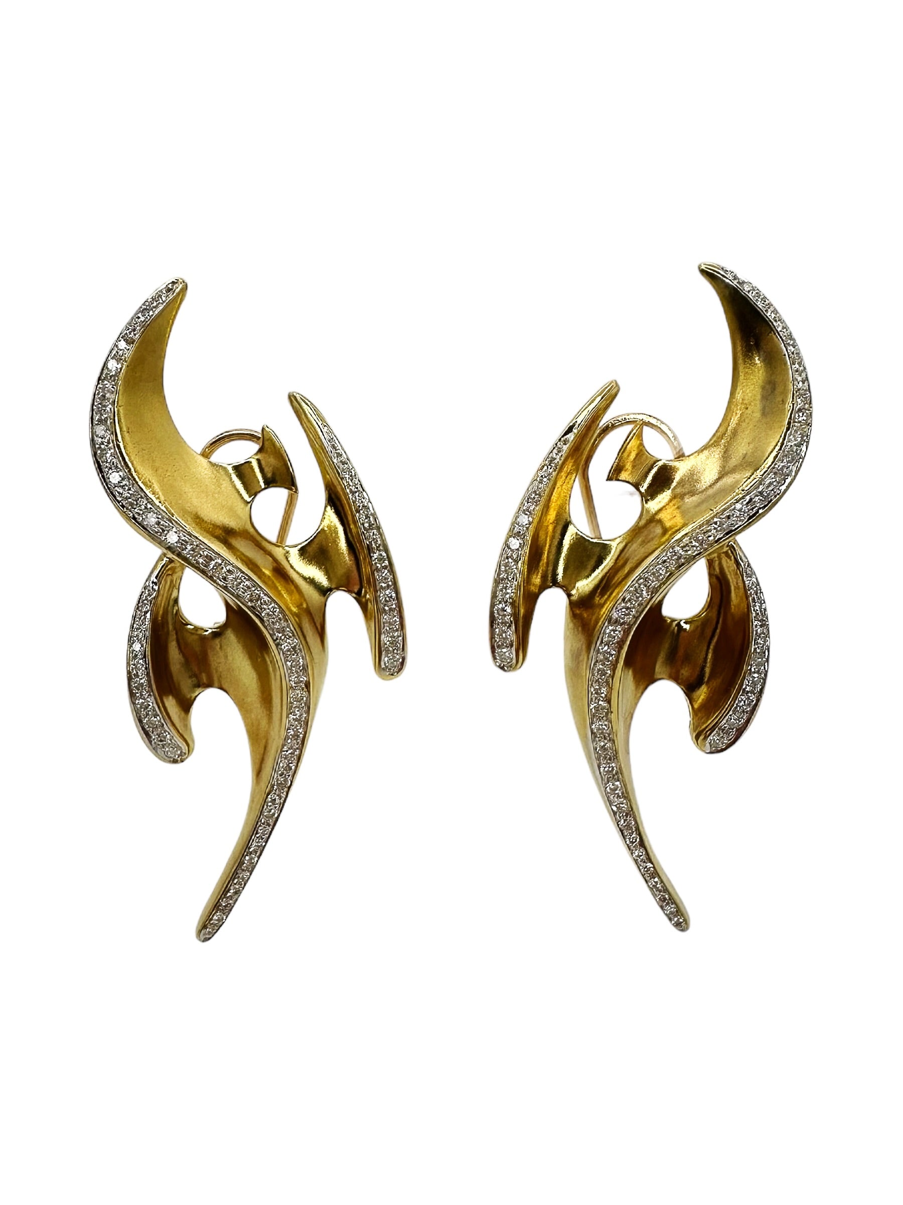 18k Statement Abstract Diamond Earrings
