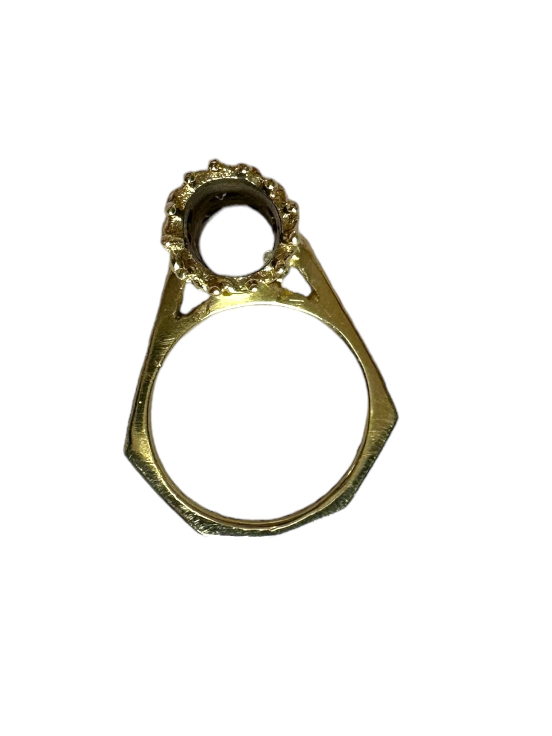 14k Emerald Diamond Barrel Ring