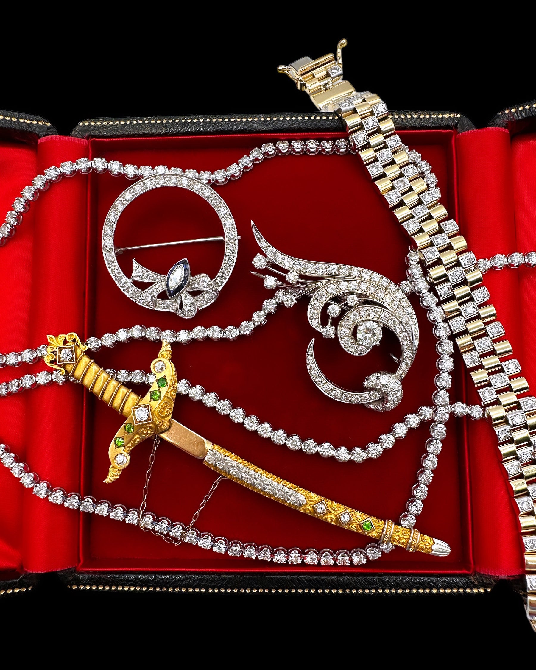 14k White Gold Diamond Spray Brooch/ Pendant