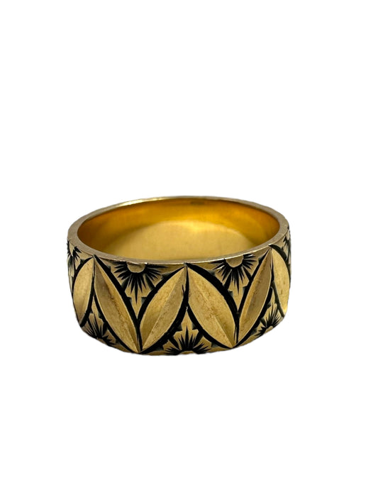 14k Floral Etched Band Ring