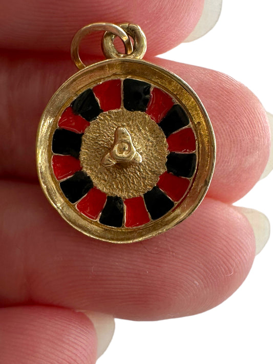 14k Roulette Wheel Enamel Charm