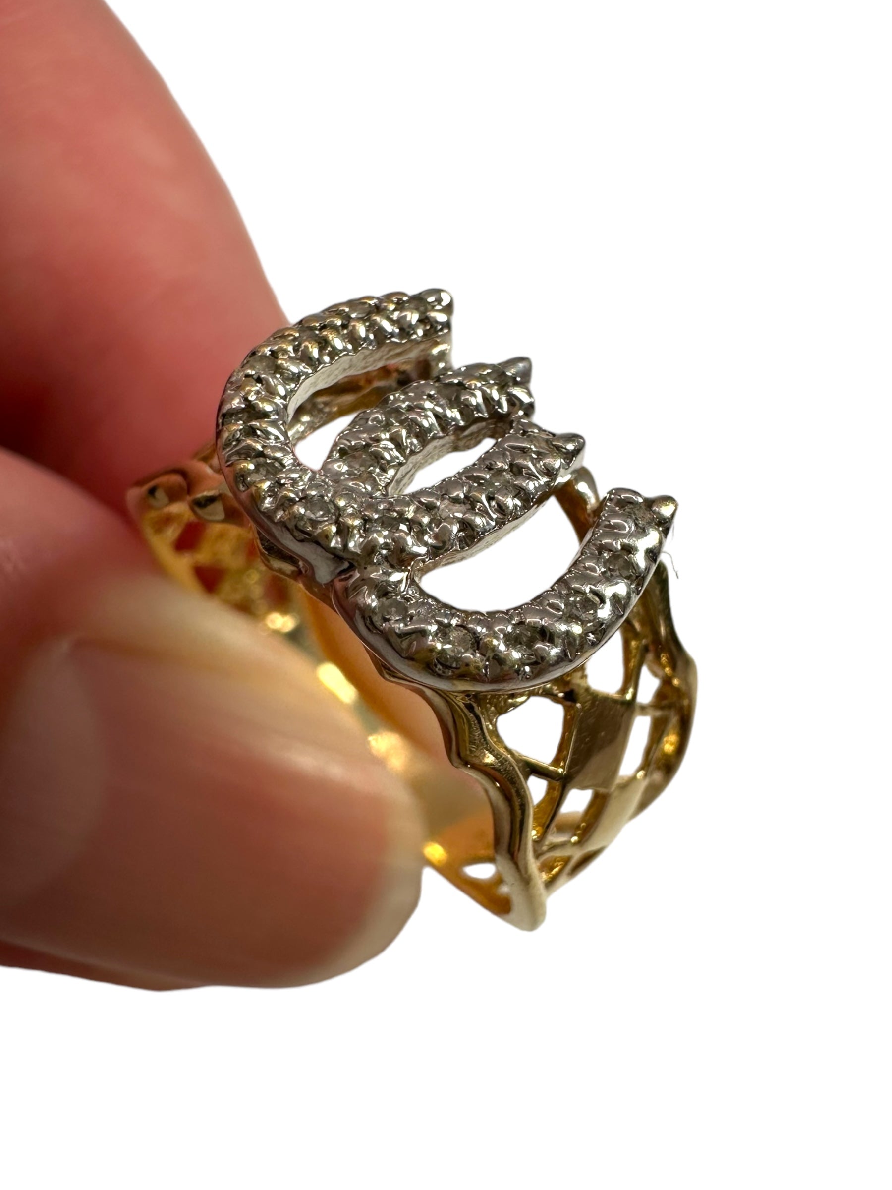 14k Diamond Double Horseshoe Ring