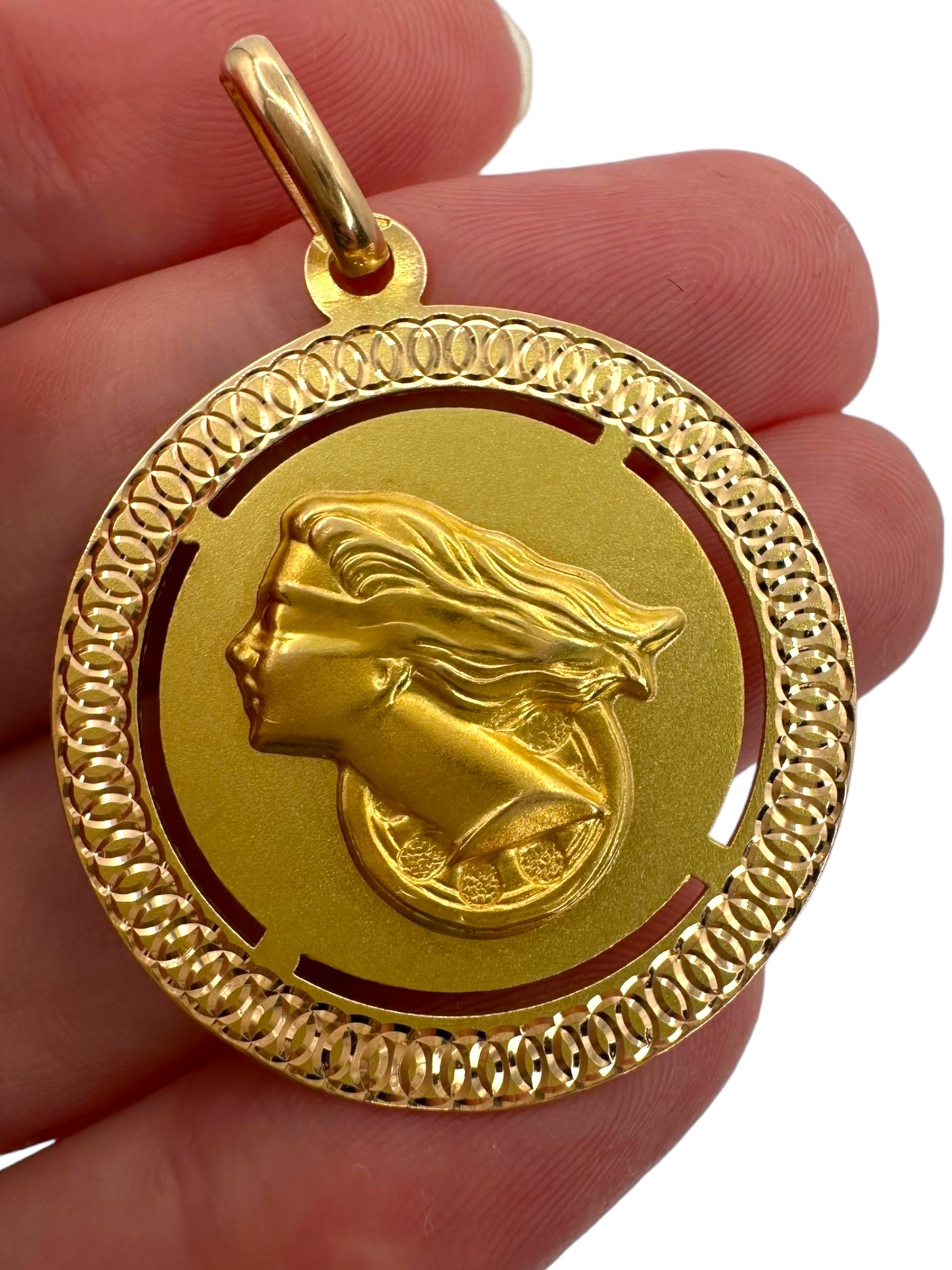 18k Double Sided Fortuna and Nefertiti Pendant
