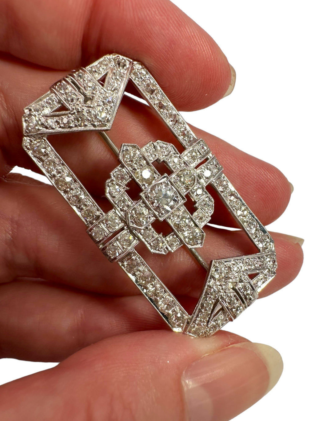Art Deco Platinum Diamond Brooch