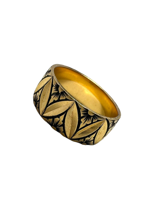 14k Floral Etched Band Ring