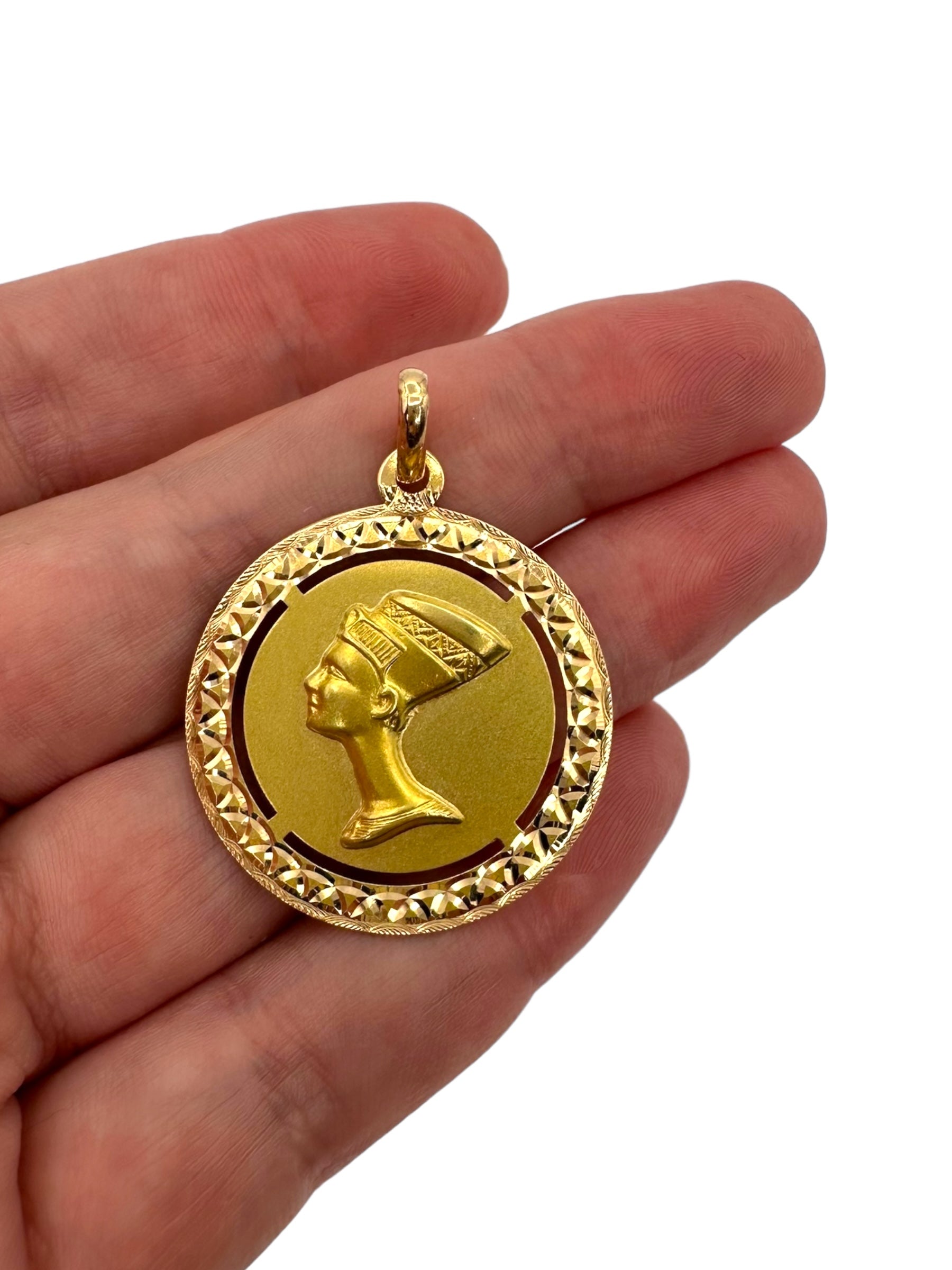 18k Double Sided Fortuna and Nefertiti Pendant