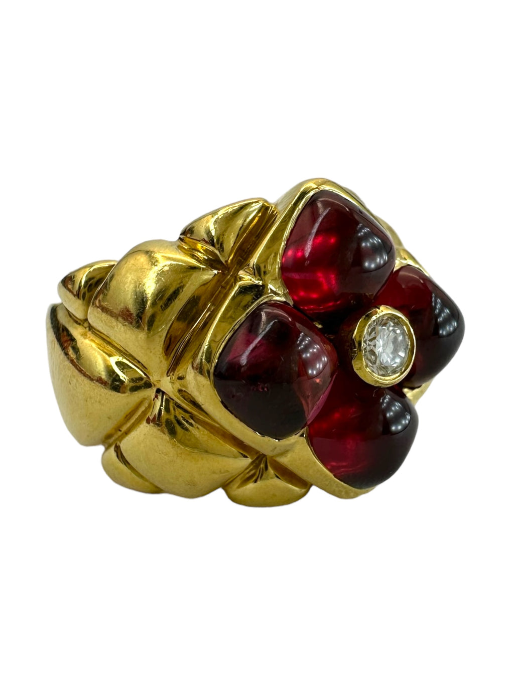 18k Tourmaline Diamond Clover Ring