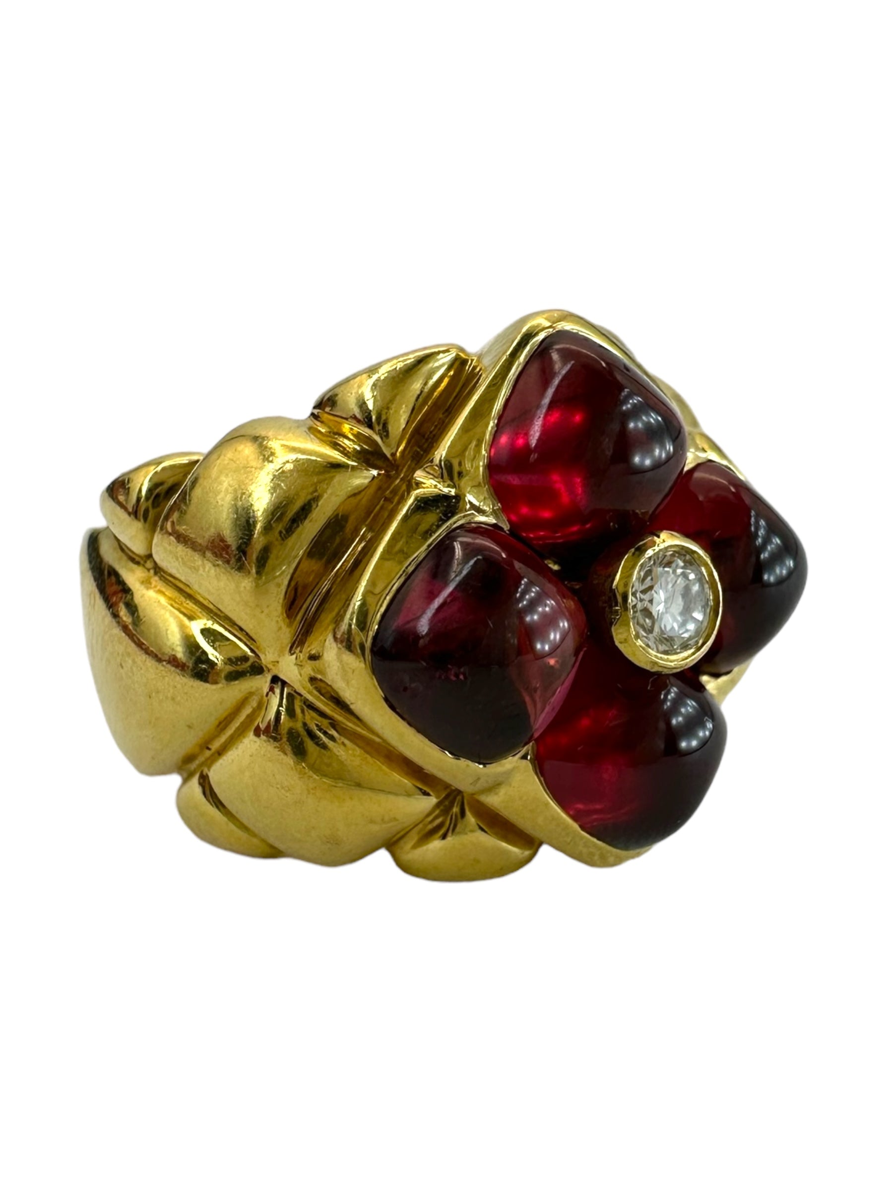18k Tourmaline Diamond Clover Ring