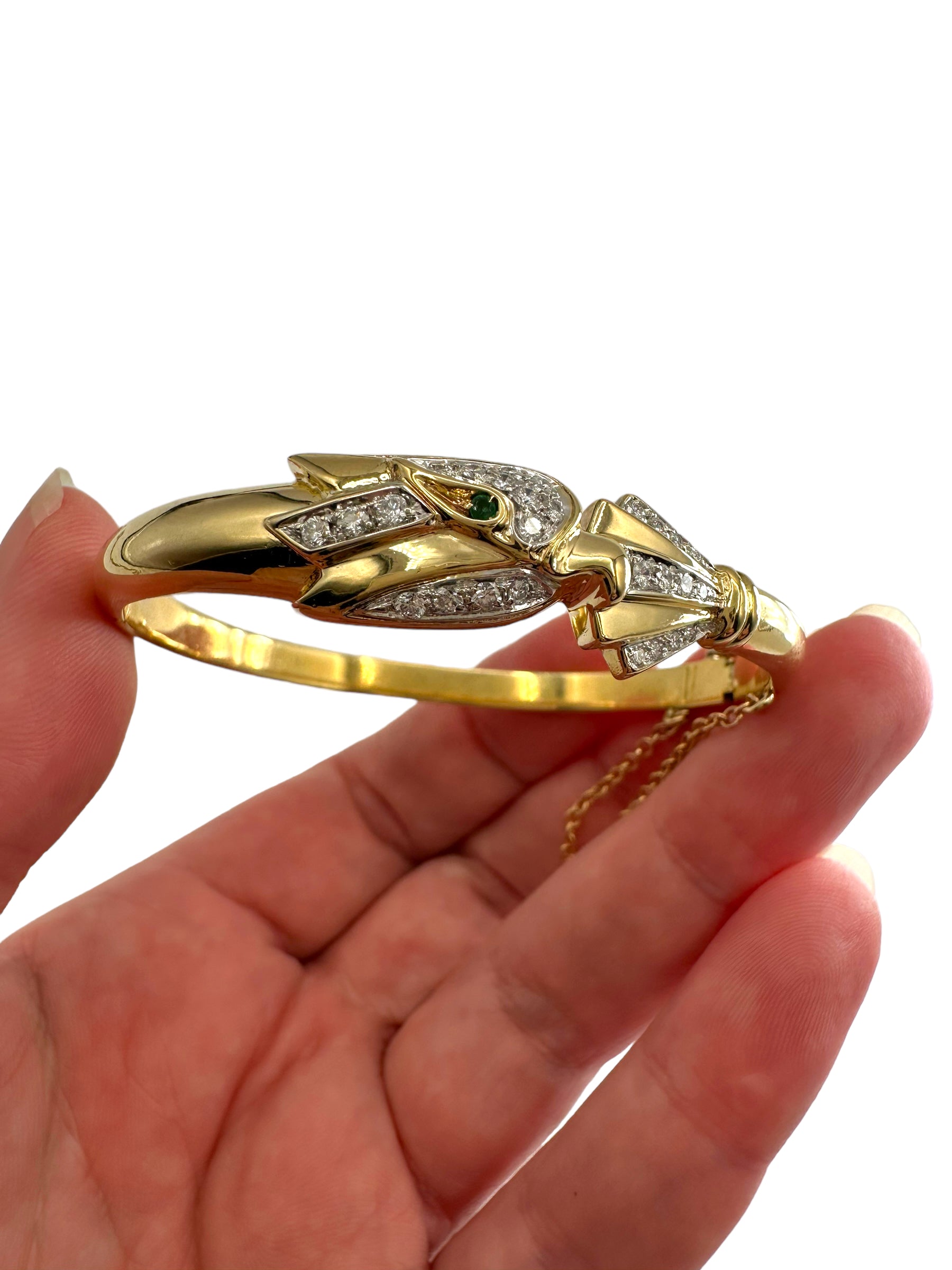 18k Phoenix Bird Diamond Bangle Bracelet