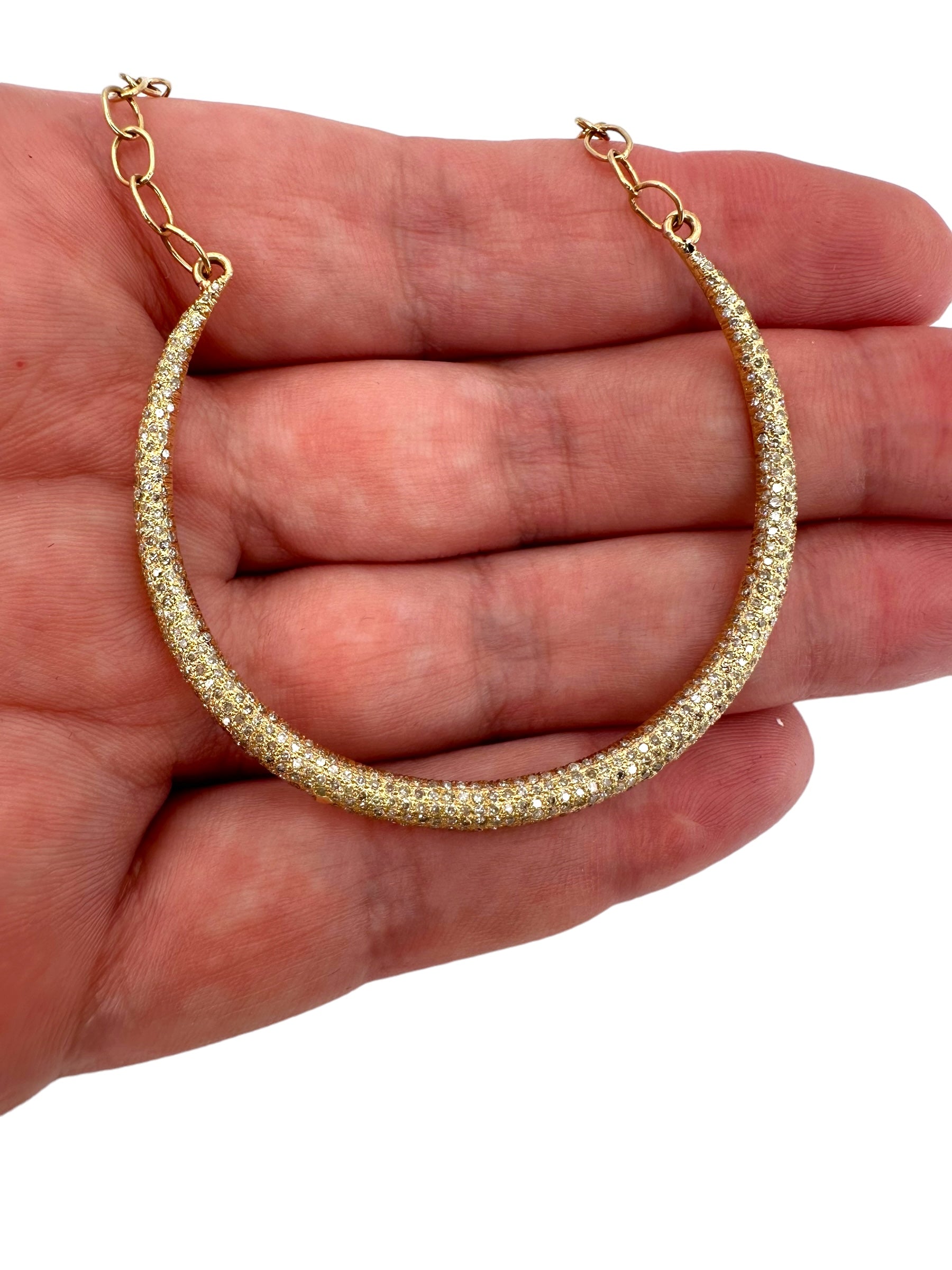 14k Crescent Diamond Necklace