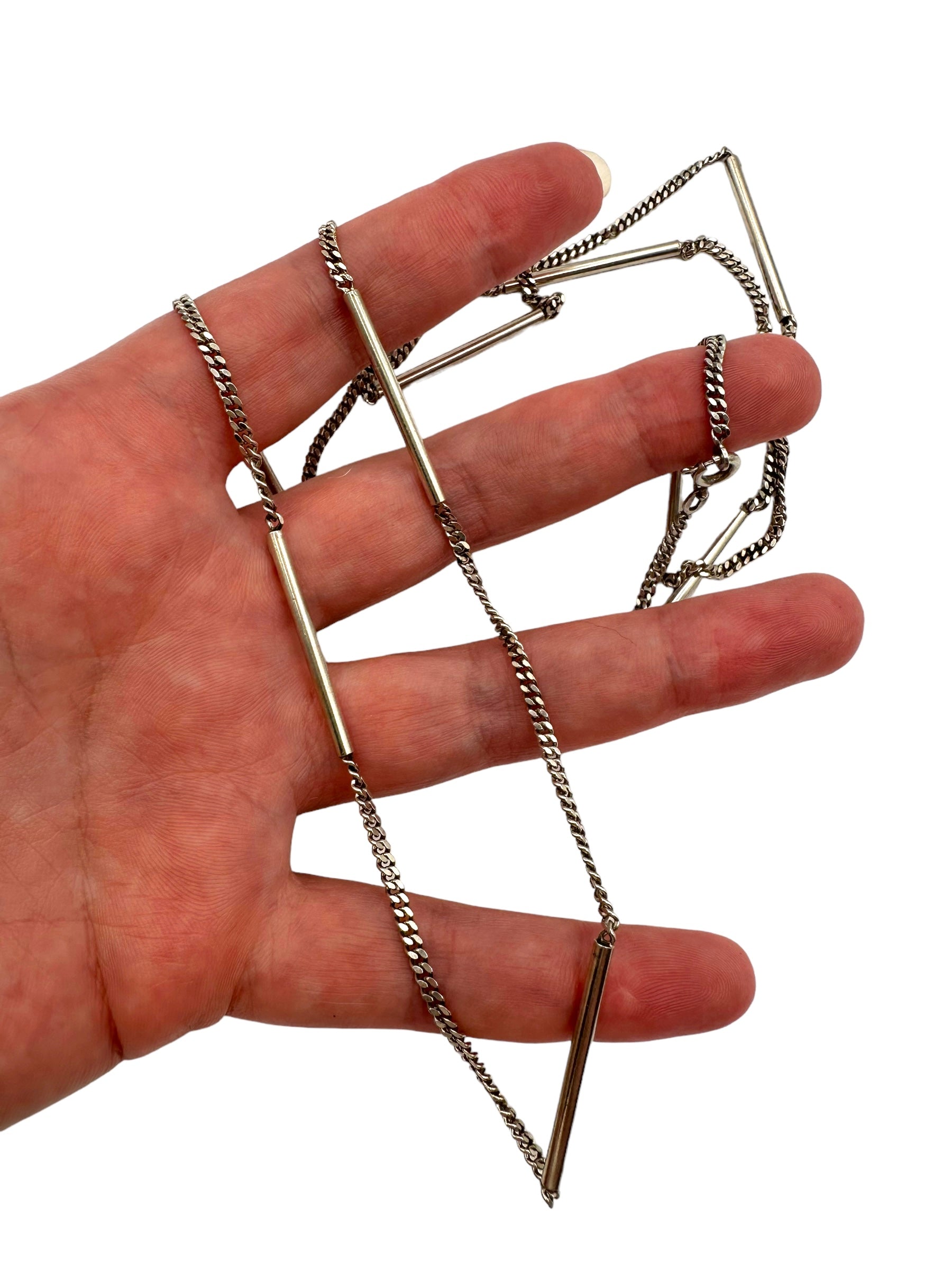 Sterling Silver Bar Curb Link Necklace