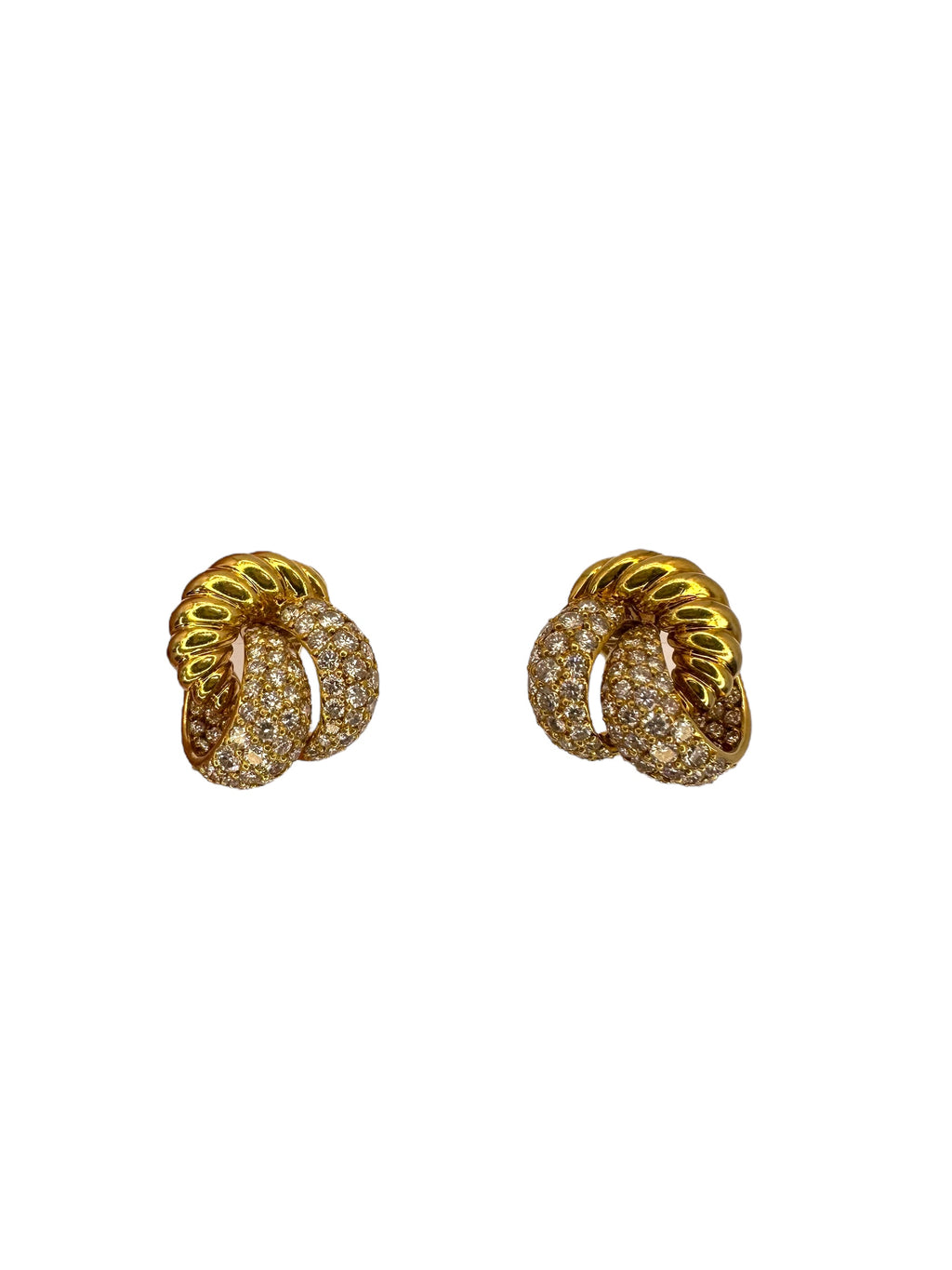 18k Diamond Classic Knot Clip Earrings
