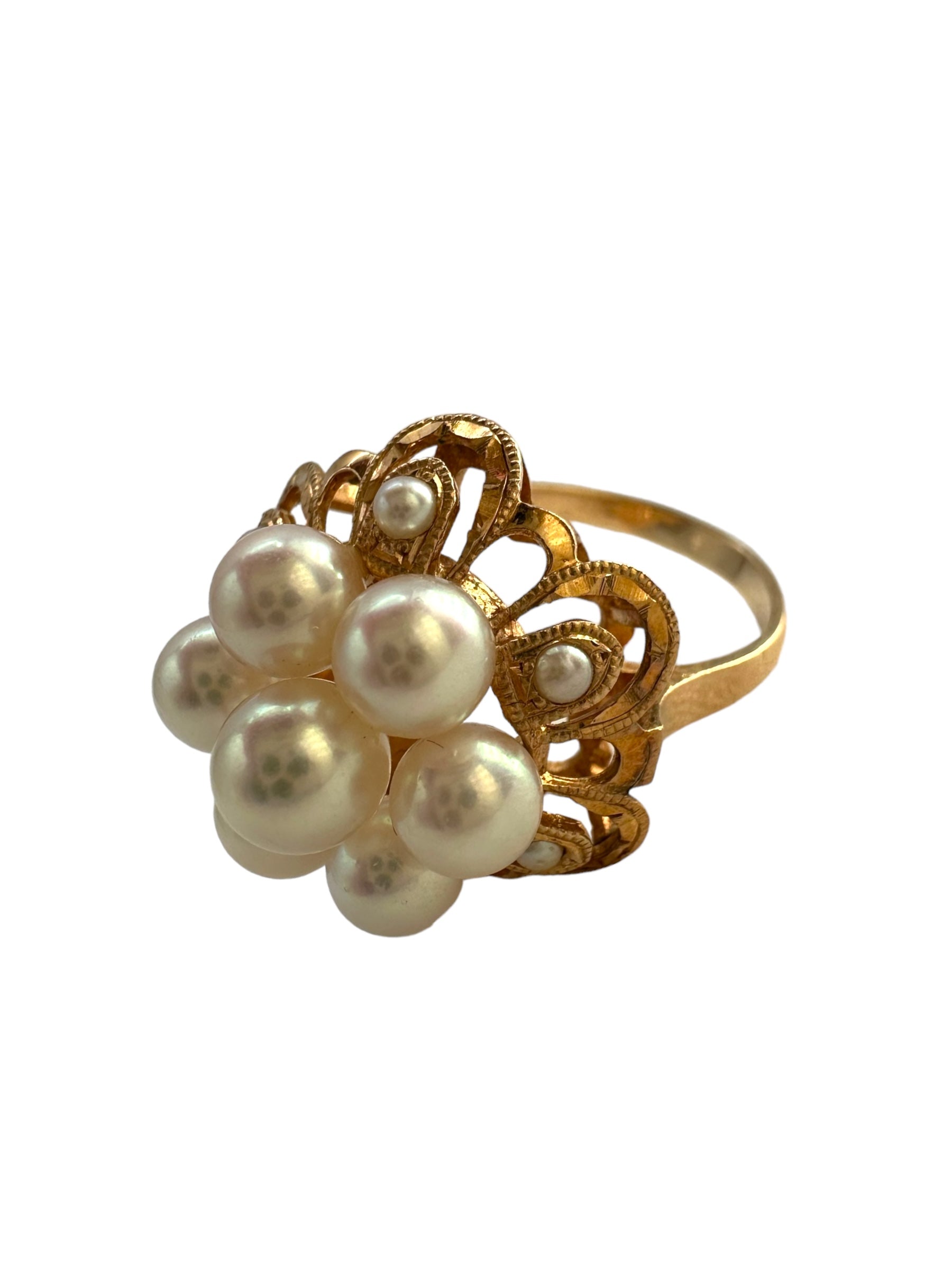 14k Pearl Cluster Ring