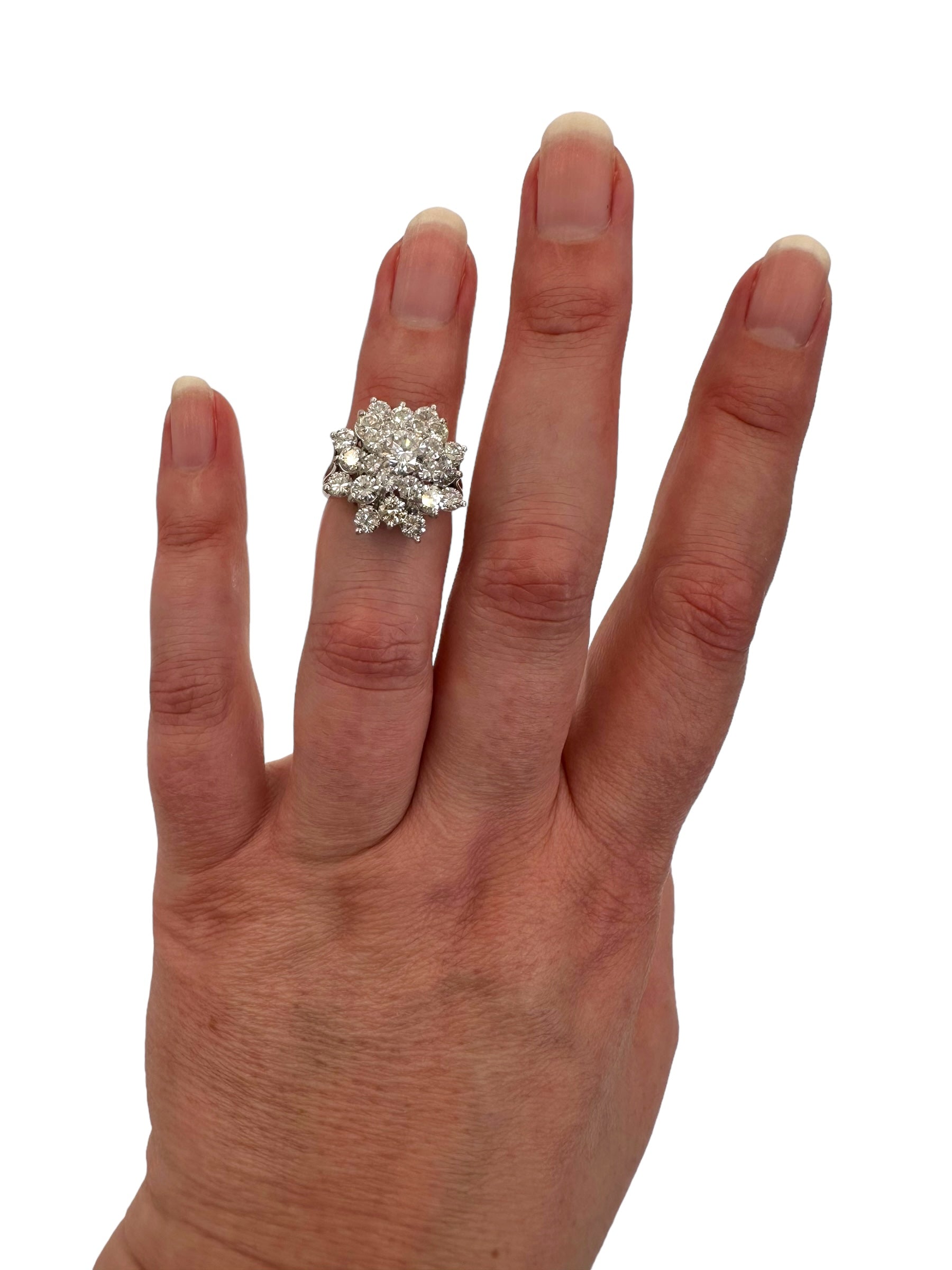 Platinum Diamond Cluster Ring