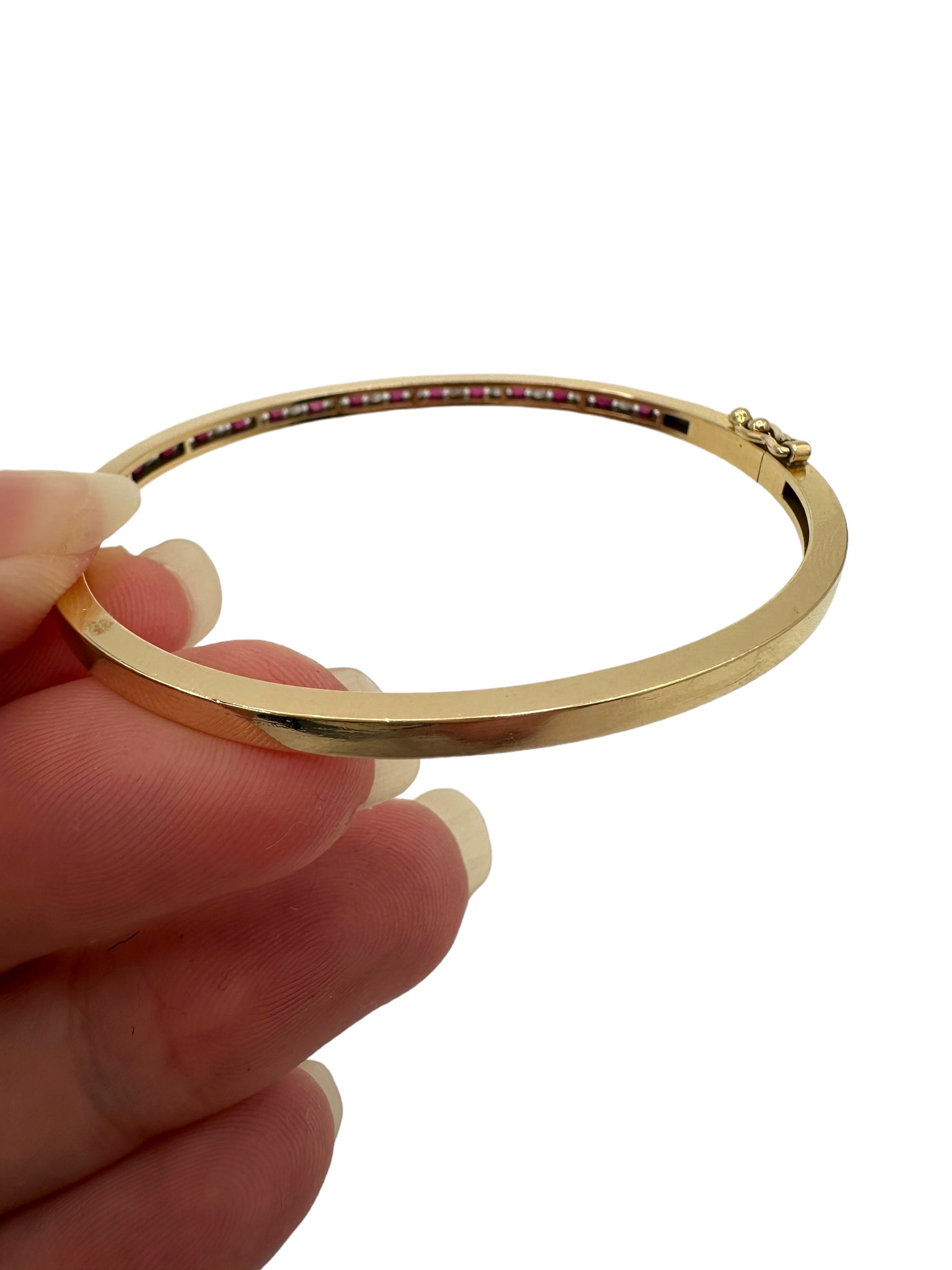 14k Ruby Diamond Bangle Bracelet