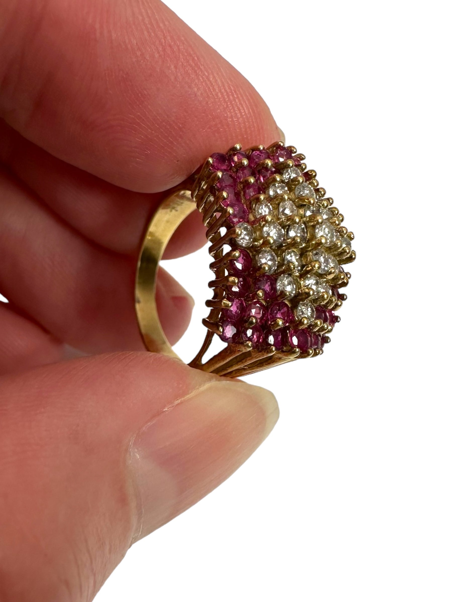 14k Ruby Diamond Cross Ring