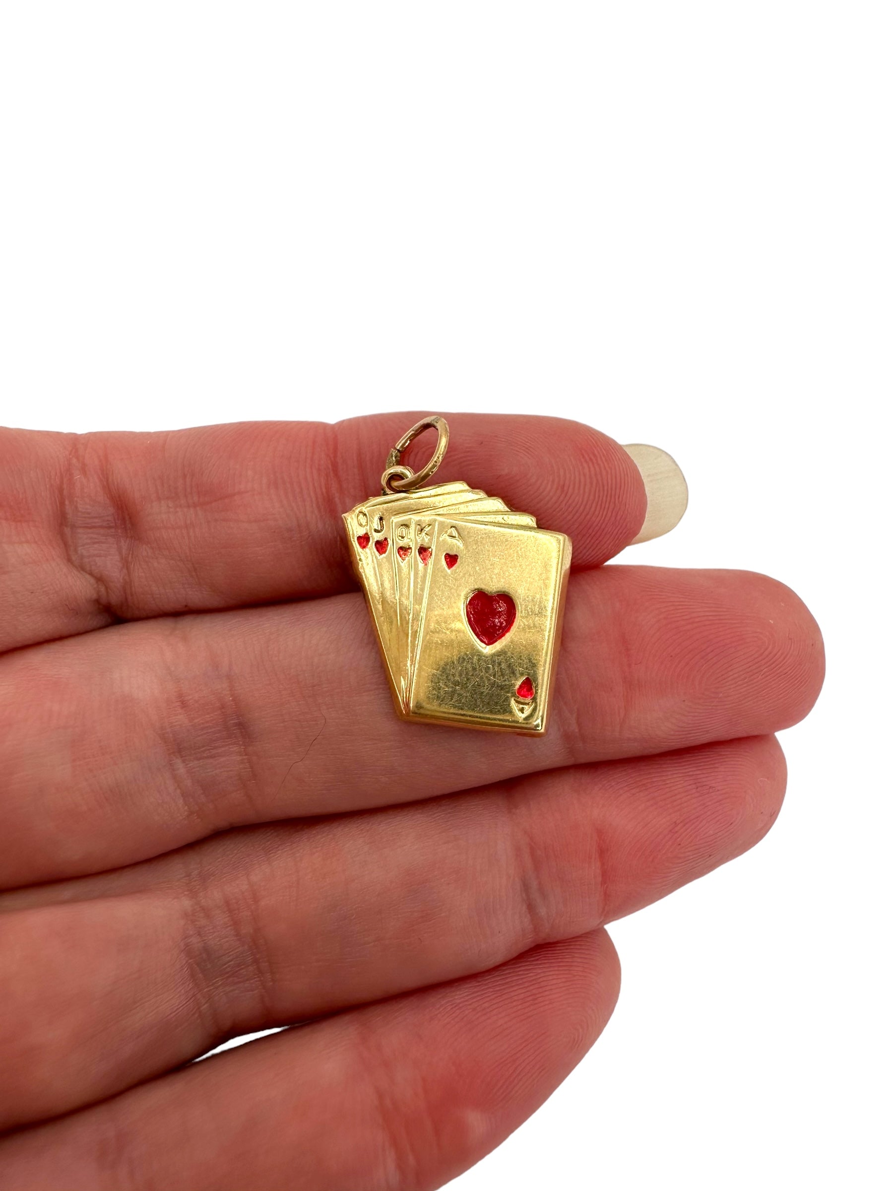 14k Enamel Card Charm
