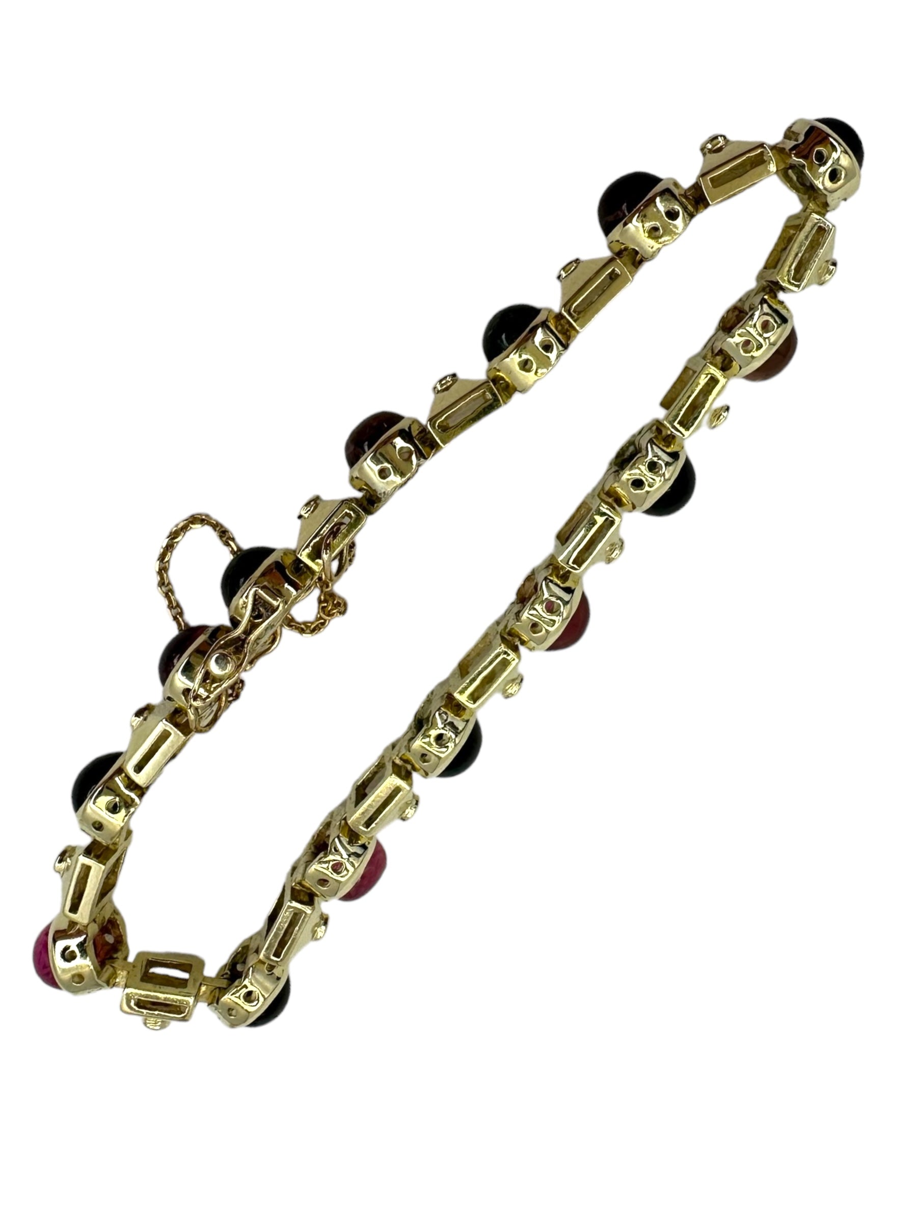14k Tourmaline Diamond Line Bracelet