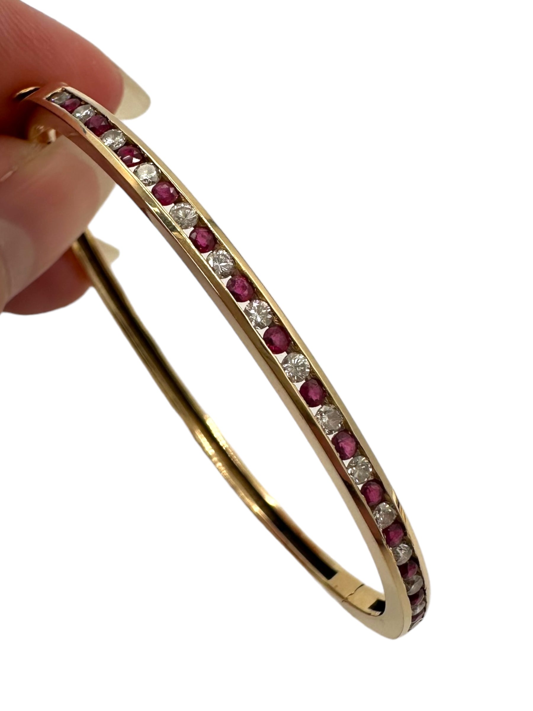 14k Ruby Diamond Bangle Bracelet