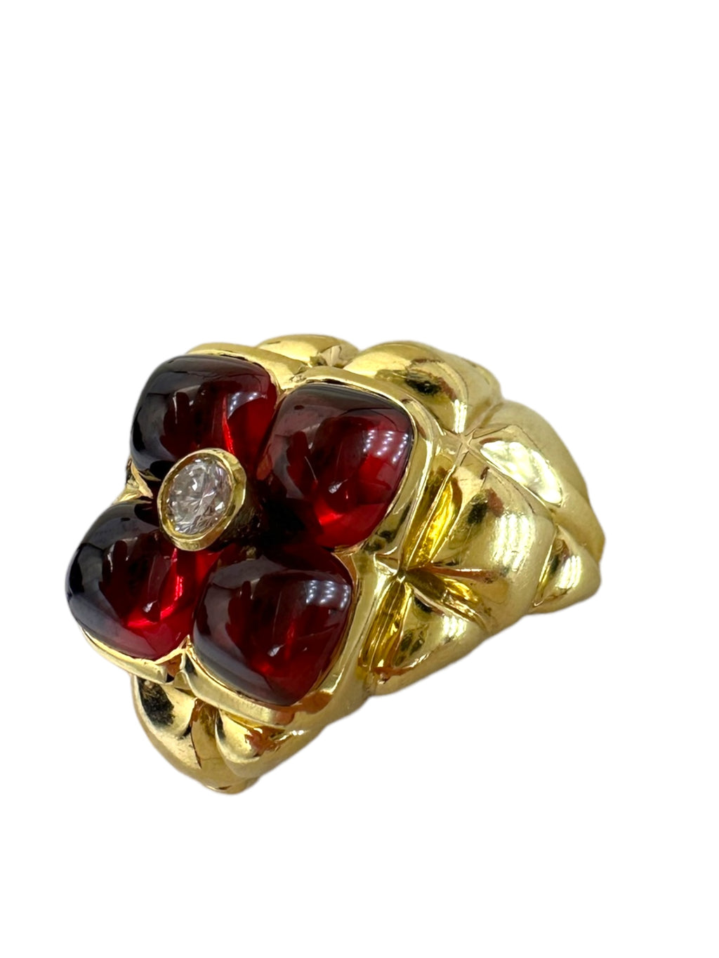 18k Tourmaline Diamond Clover Ring