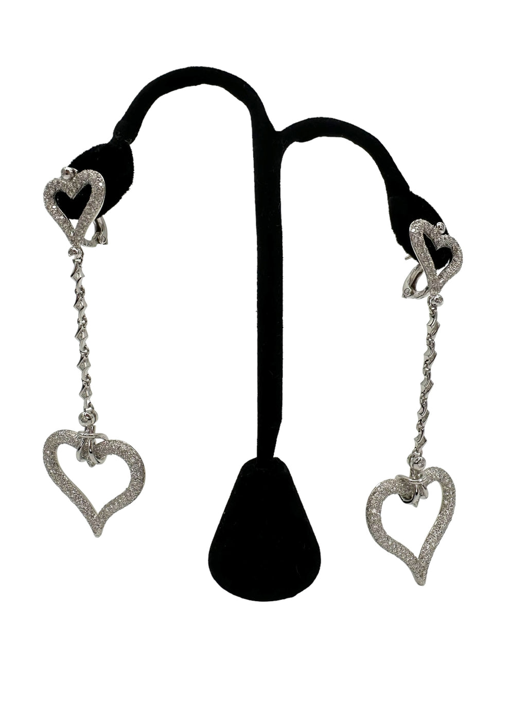 18k Diamond Heart Drop Earrings