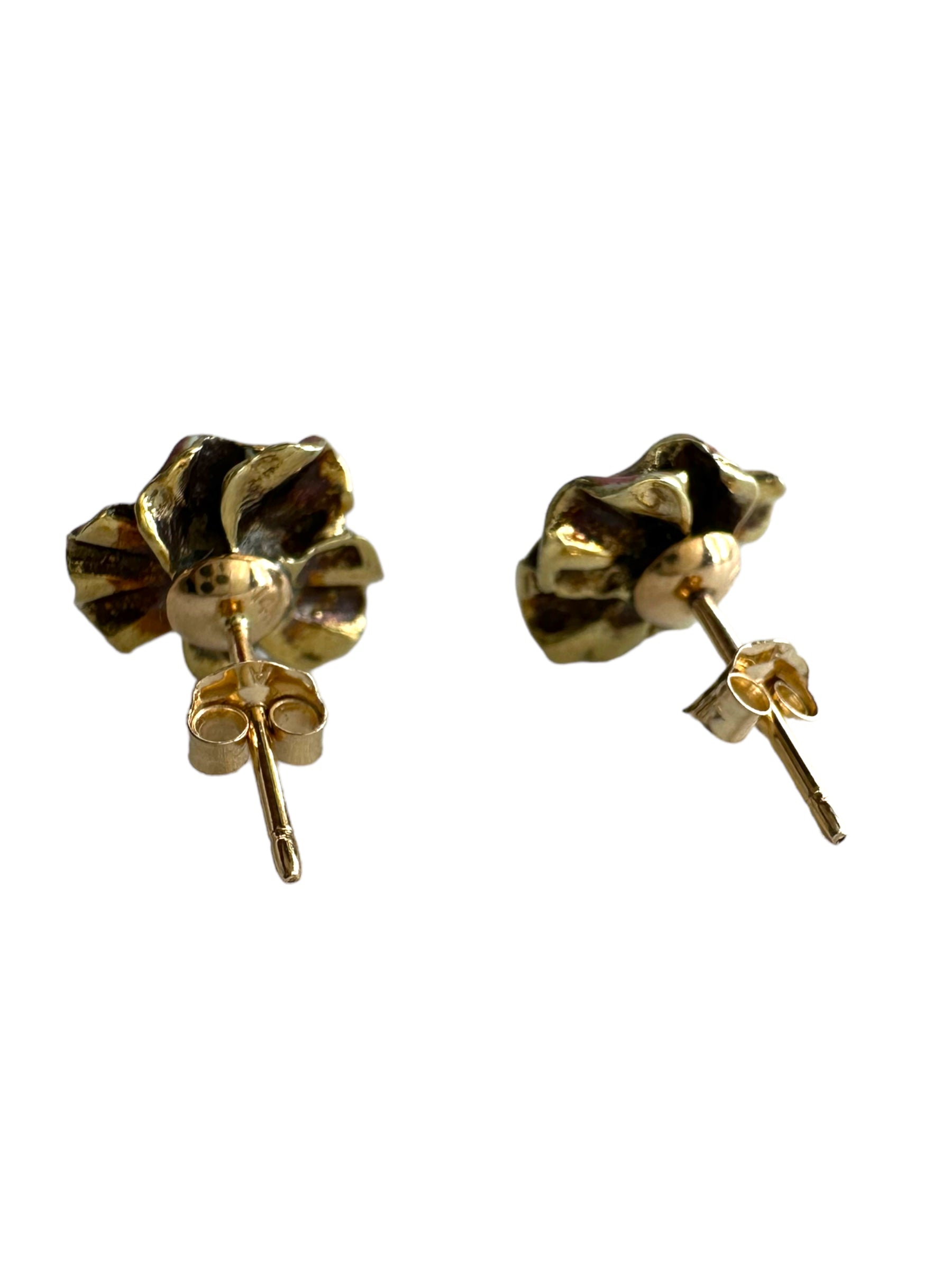 14k Pearl Enamel Pansy Earrings