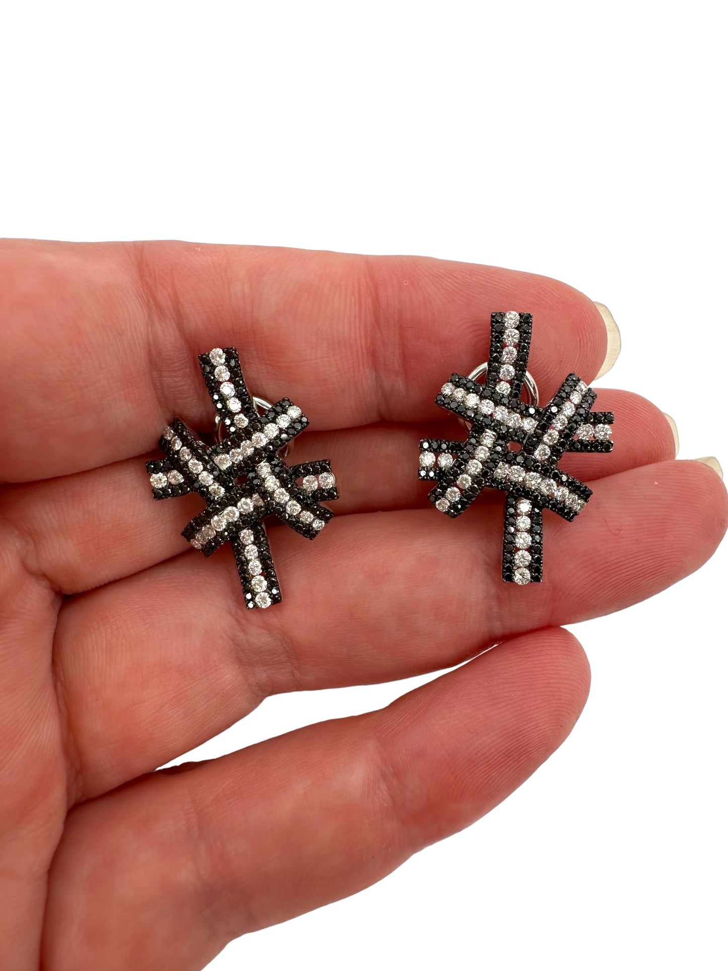18k Diamond Cross Hatch Earrings