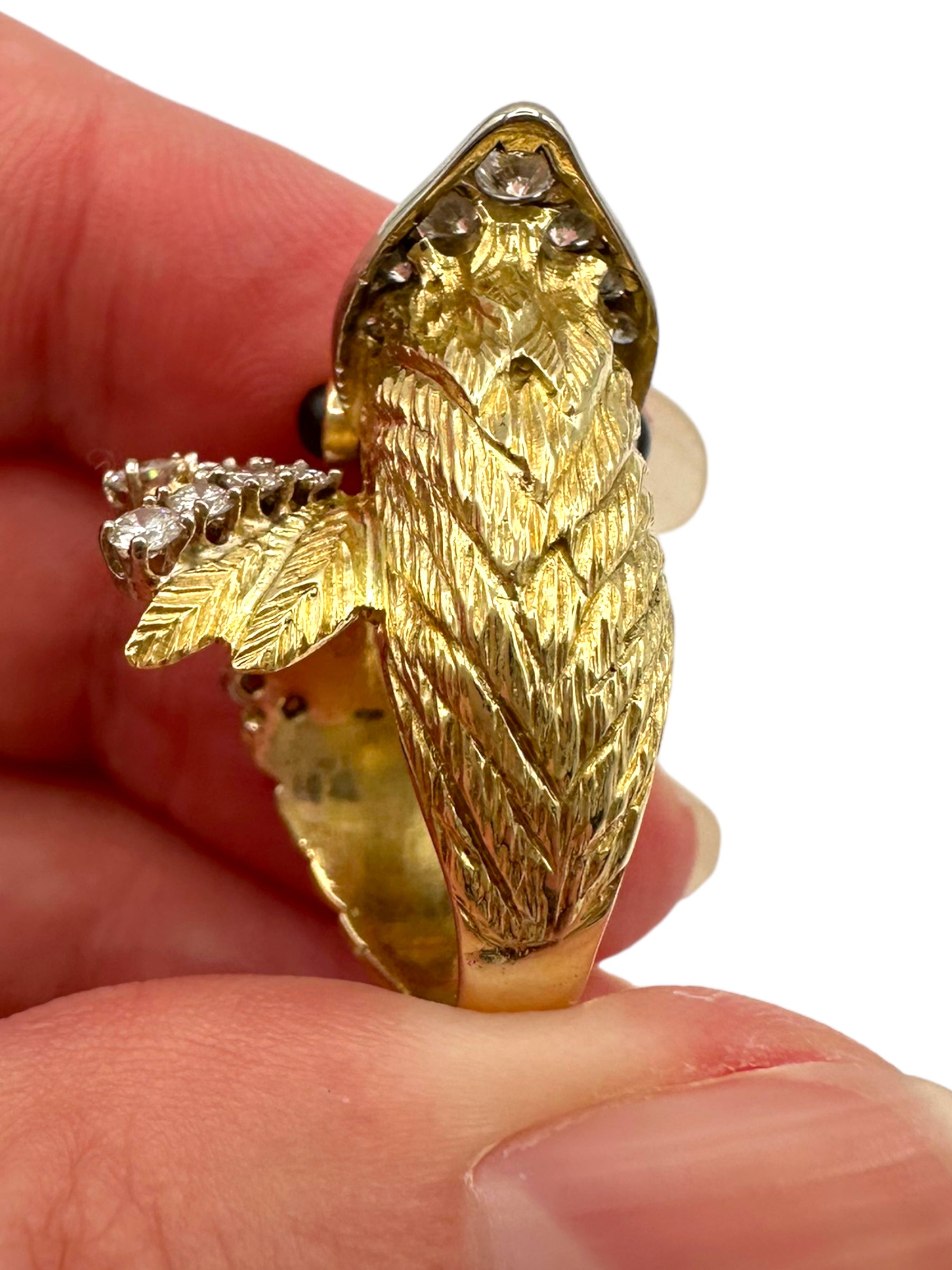 14k Diamond Phoenix Bird Ring