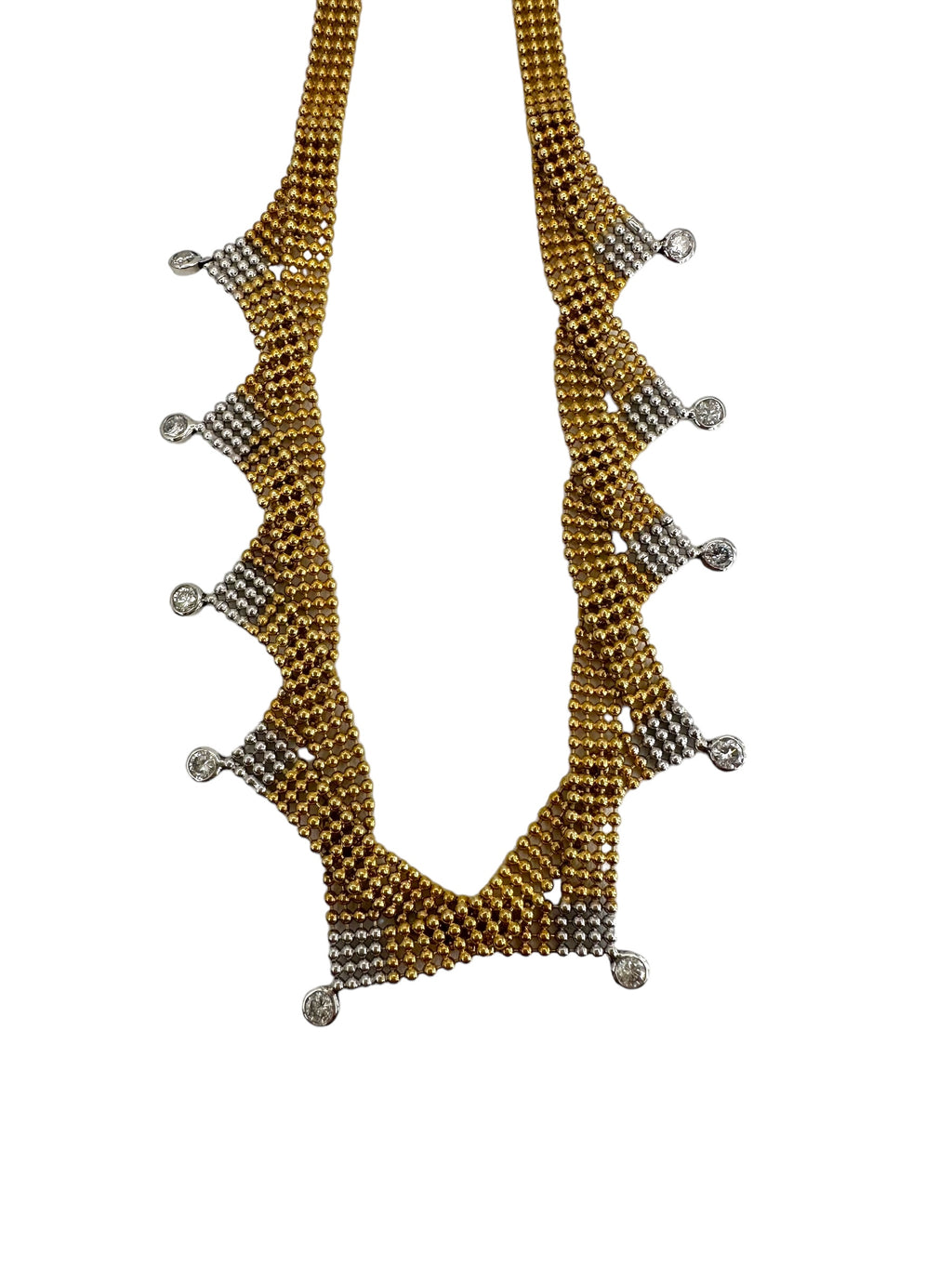 14k Two Tone Diamond Fringe Necklace