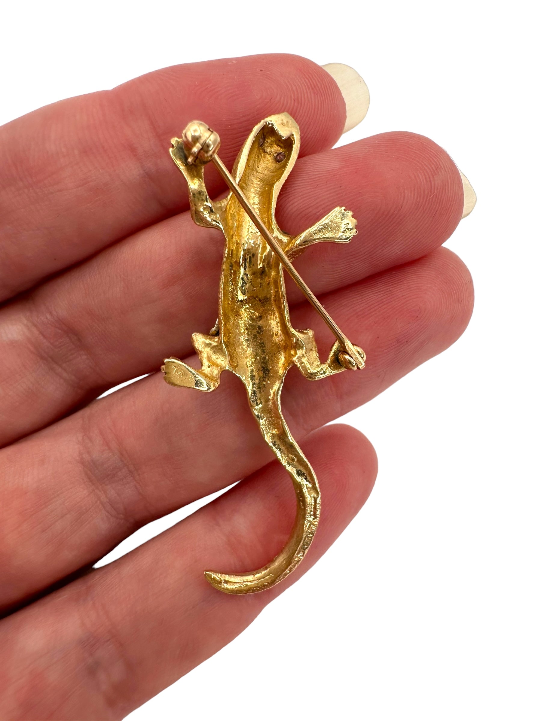 14k Diamond Lizard Brooch