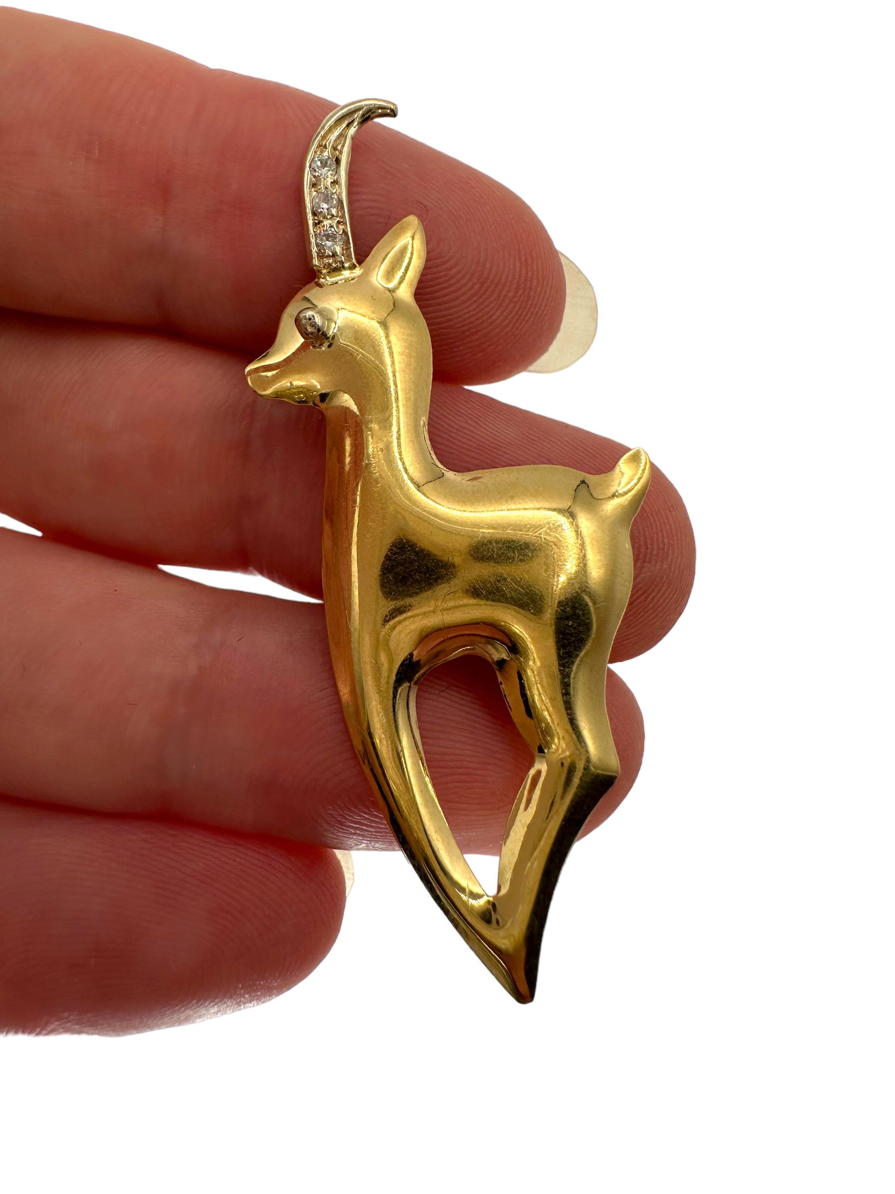 14k Reindeer Diamond Pin