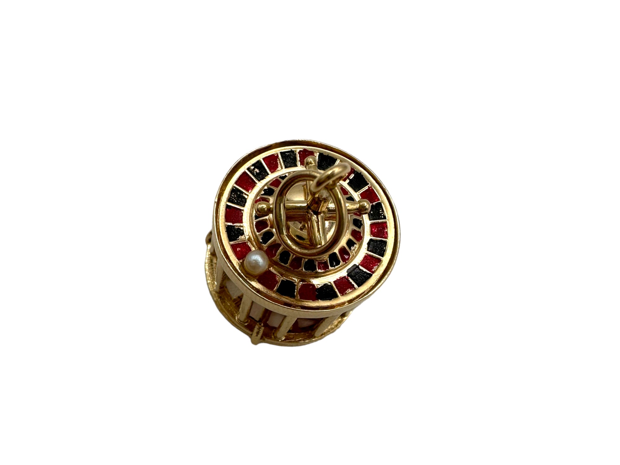 14k Enamel Roulette Wheel Dice Charm