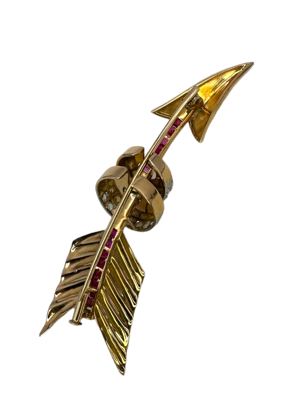 18k Ruby Diamond Arrow Brooch