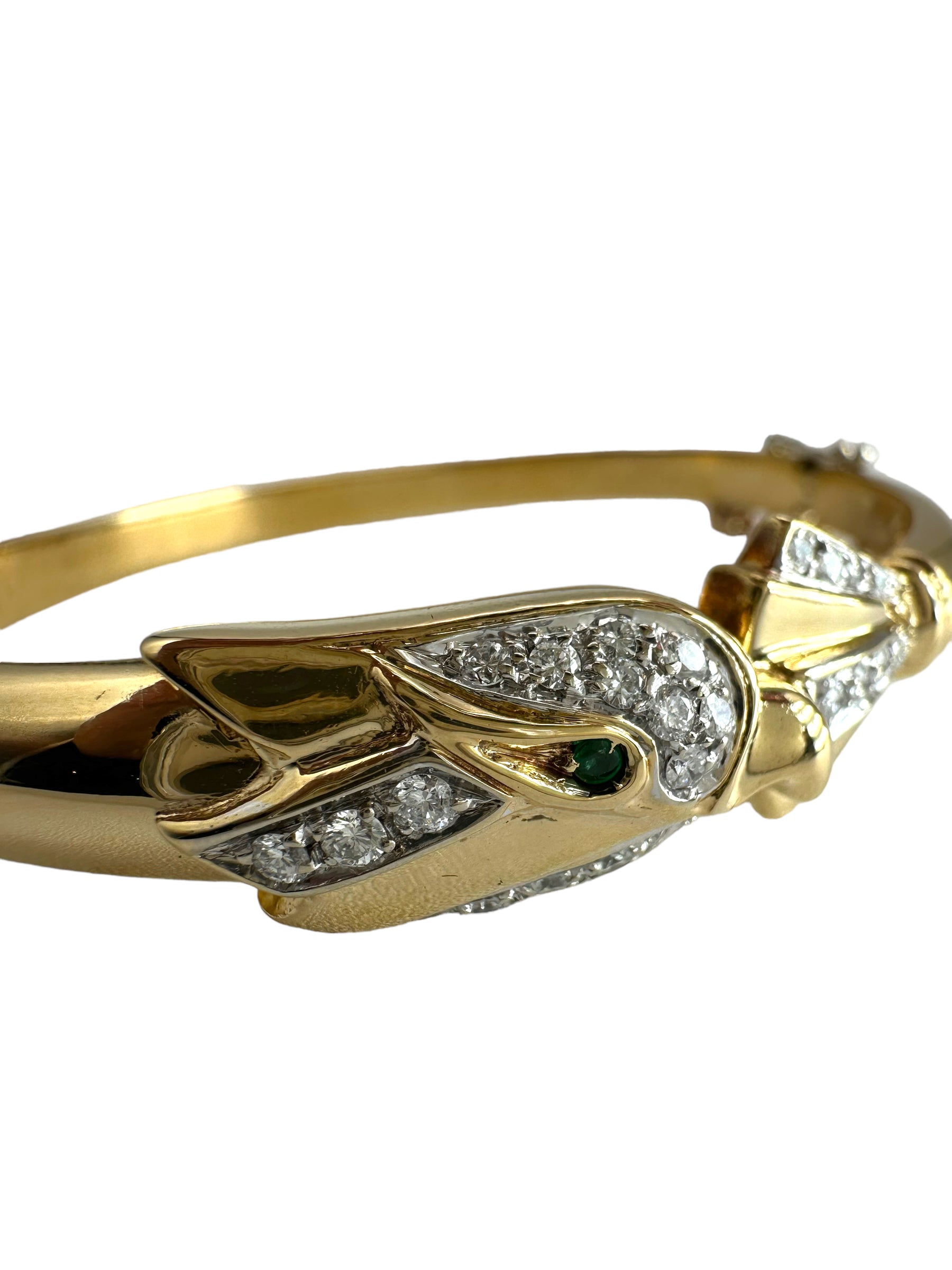 18k Phoenix Bird Diamond Bangle Bracelet