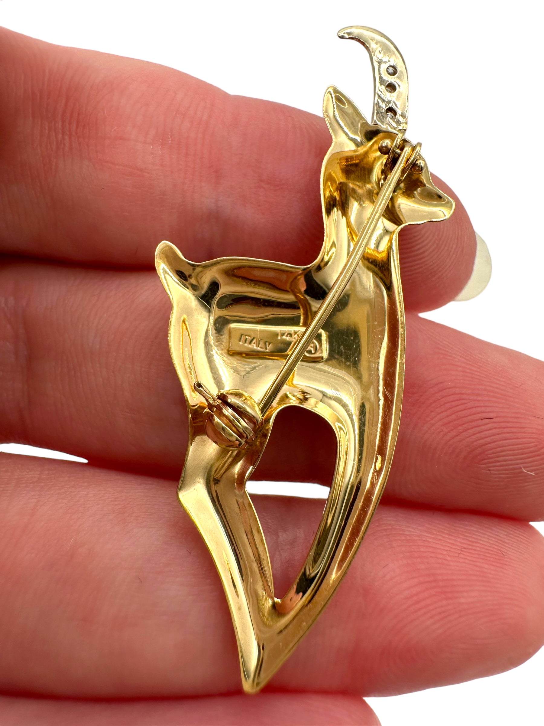 14k Reindeer Diamond Pin