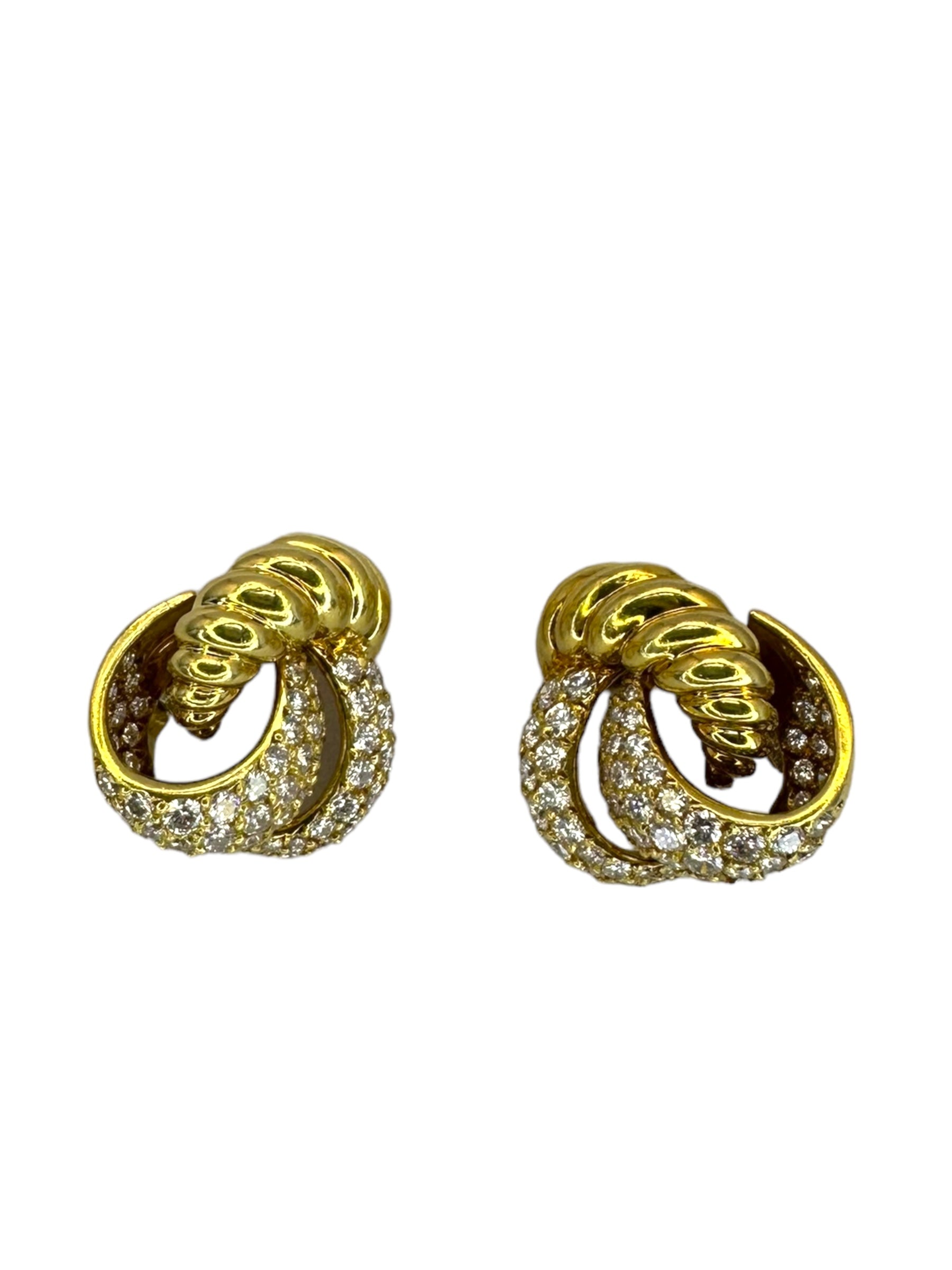 18k Diamond Classic Knot Clip Earrings