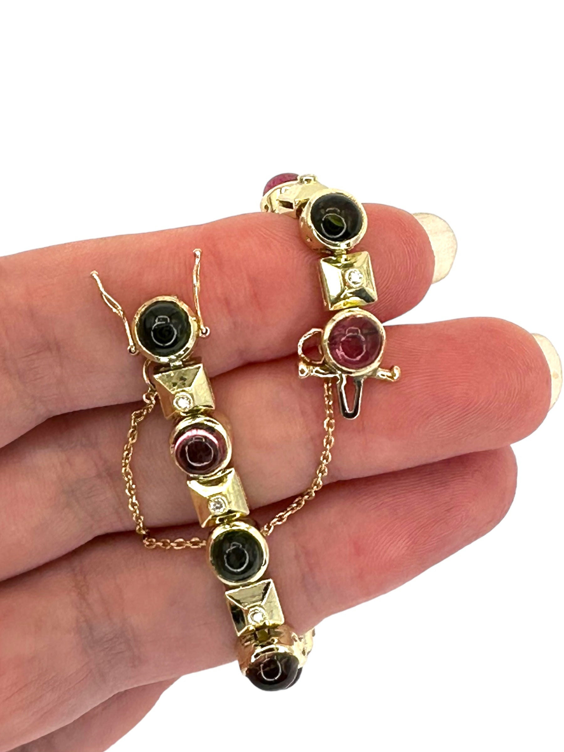 14k Tourmaline Diamond Line Bracelet