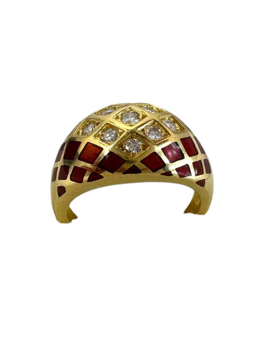 18k Mauboussin Enamel Diamond Ring